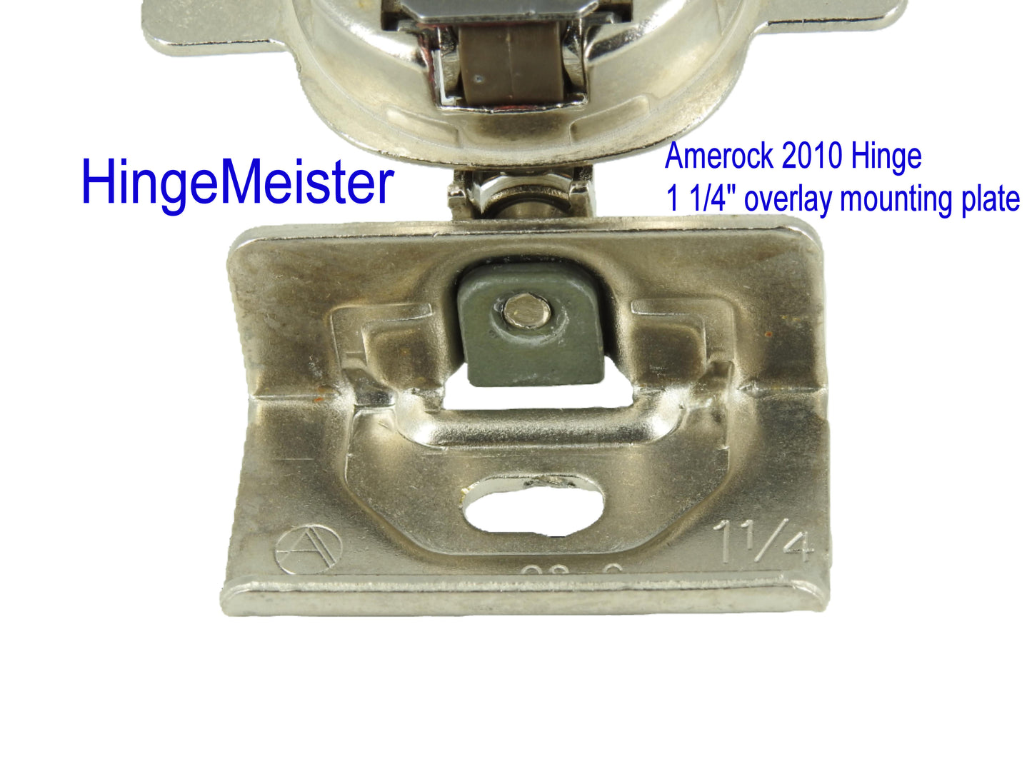 Amerock 2010 Hinge with 1 1/4" Base Plate - Nickel Finish - 45mm Drilling