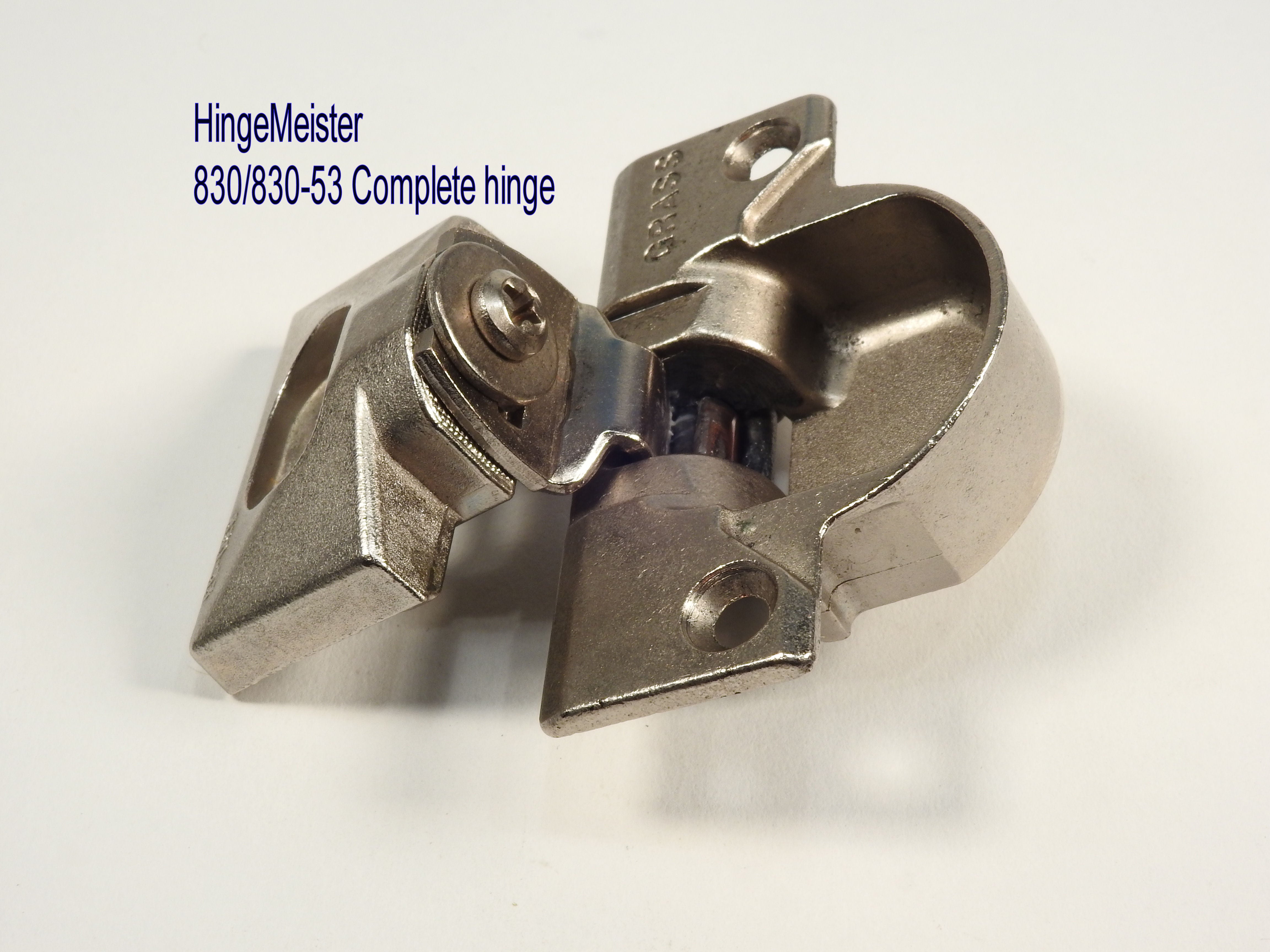 Complete Hinge - Grass 830 Nickel Hinge and 830-53 mounting plate