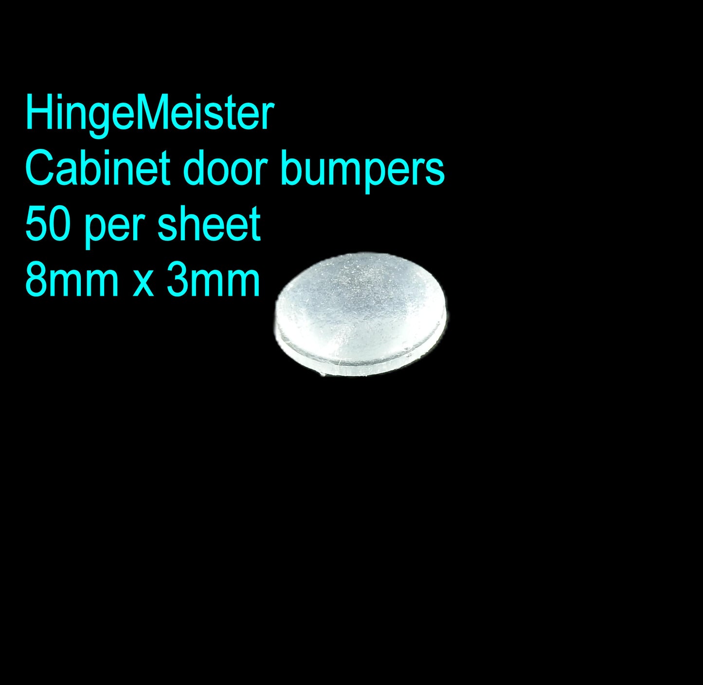 Kitchen Cabinet door bumper with HingeMeister branding