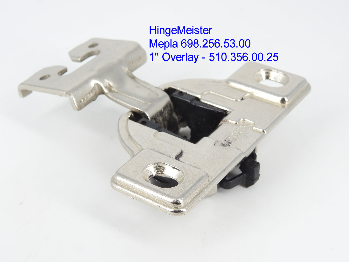 HingeMeister - Mepla cabinet hinge 698.256.53.00 1" overlay with the 510.356.00.25 mounting plate