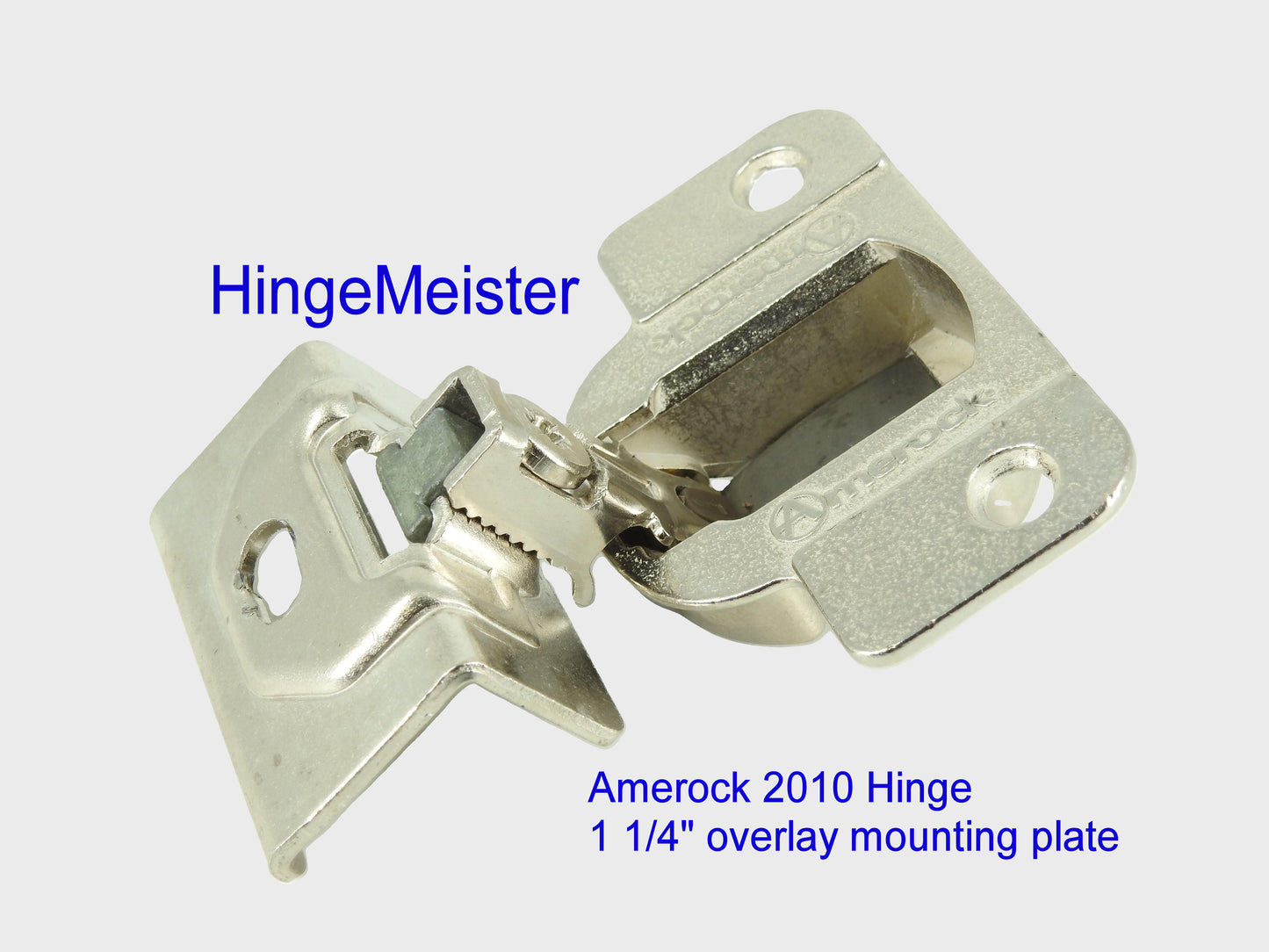 Amerock 2010 Hinge with 1 1/4" Base Plate - Nickel Finish - 45mm Drilling