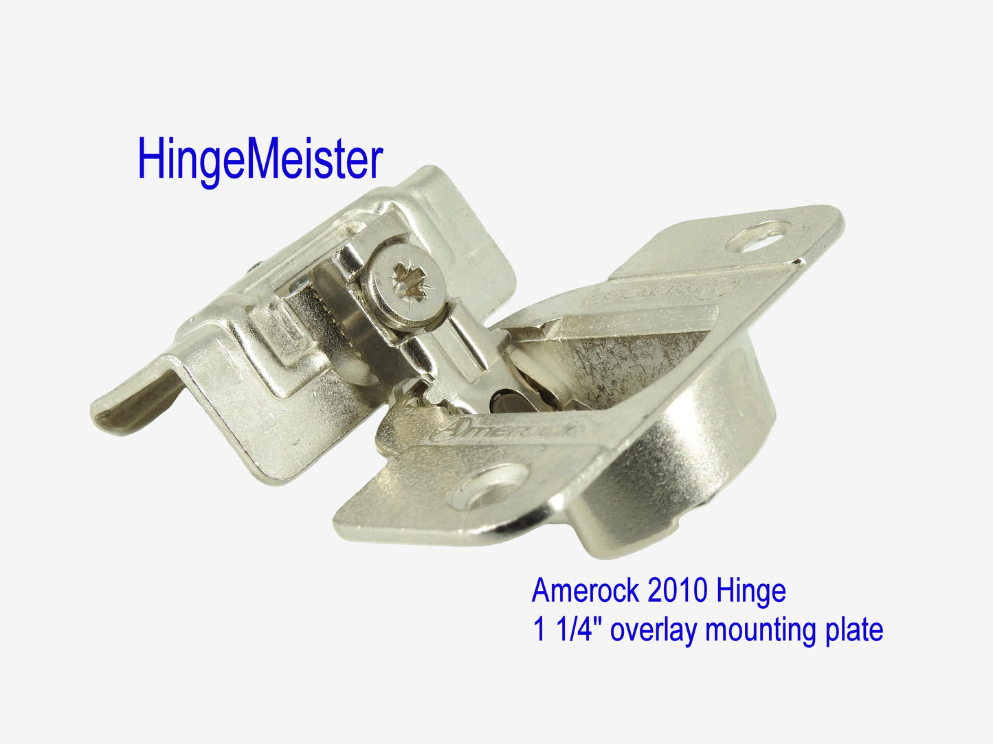Amerock 2010 Hinge with 1 1/4" Base Plate - Nickel Finish - 45mm Drilling