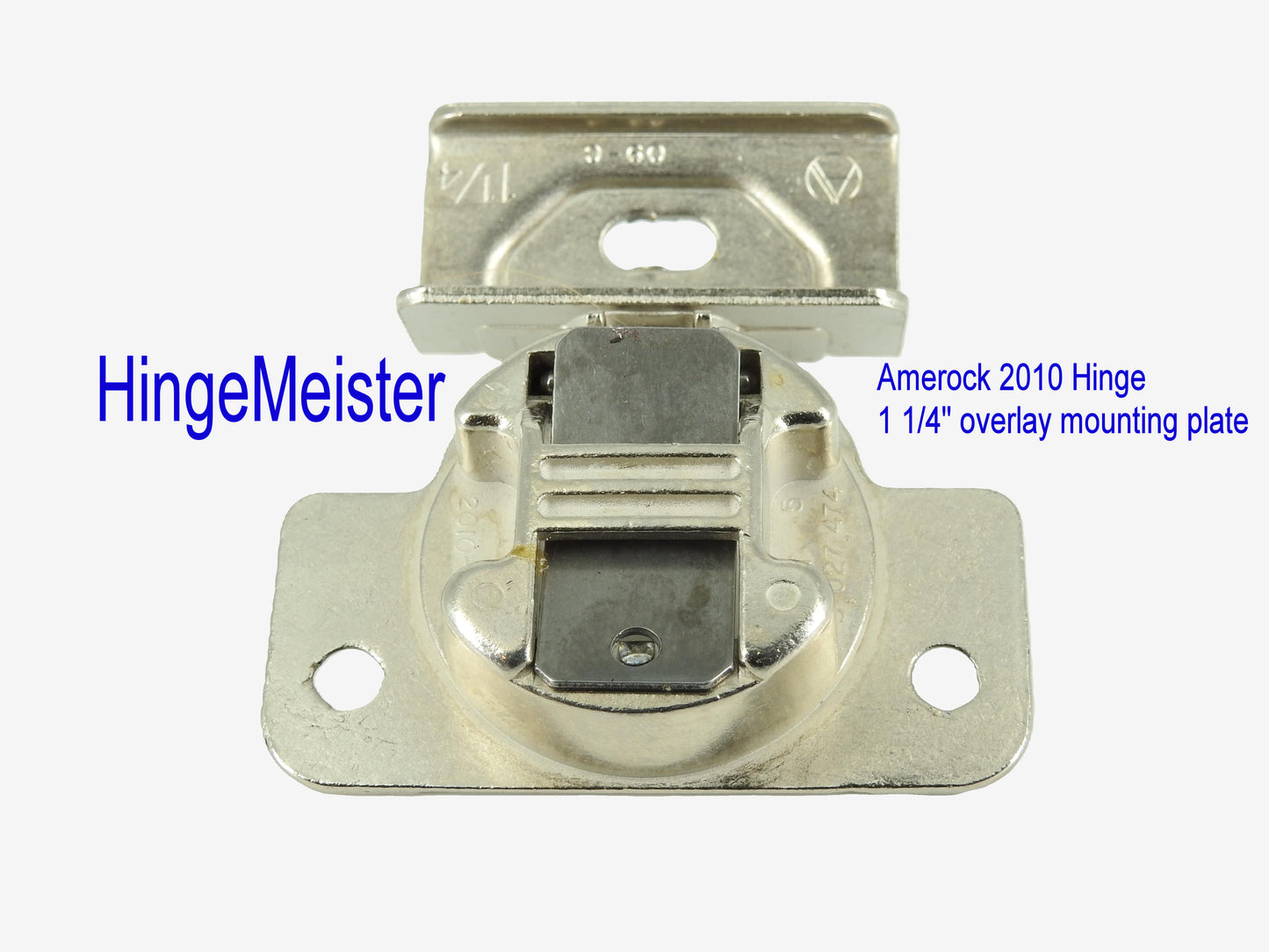 Amerock 2010 Hinge with 1 1/4" Base Plate - Nickel Finish - 45mm Drilling