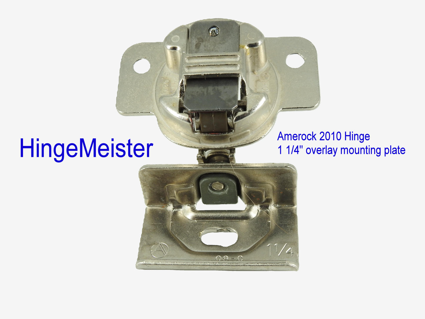 Amerock 2010 Hinge with 1 1/4" Base Plate - Nickel Finish - 45mm Drilling