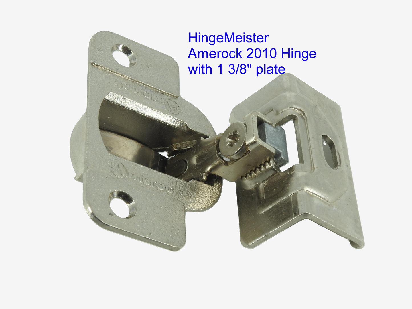 Amerock 2010 Hinge  Nickel Finish with 1 3/8" single screw Base Plate - 45mm Drilling