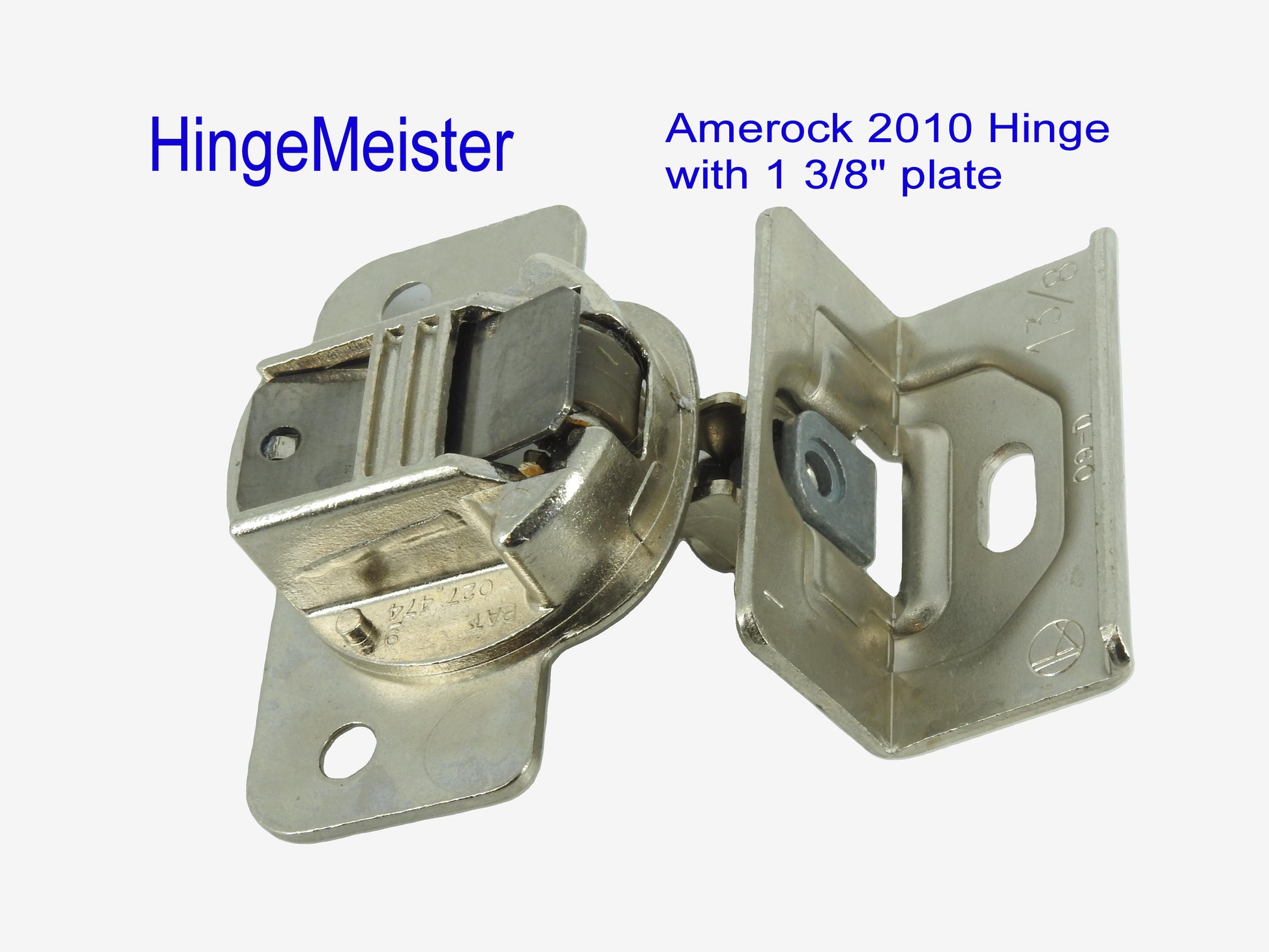 Amerock 2010 Hinge  Nickel Finish with 1 3/8" single screw Base Plate - 45mm Drilling