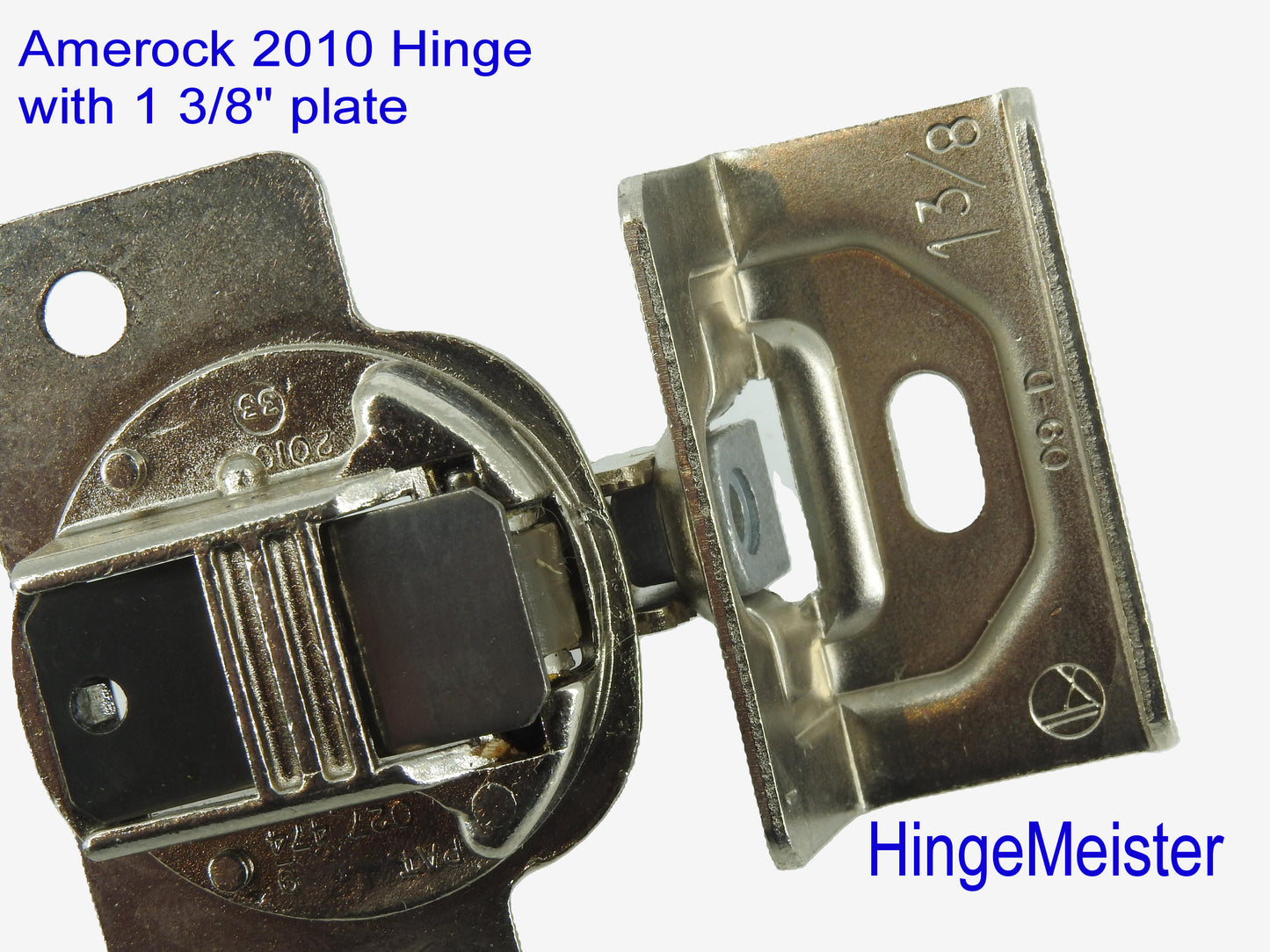 Amerock 2010 Hinge  Nickel Finish with 1 3/8" single screw Base Plate - 45mm Drilling