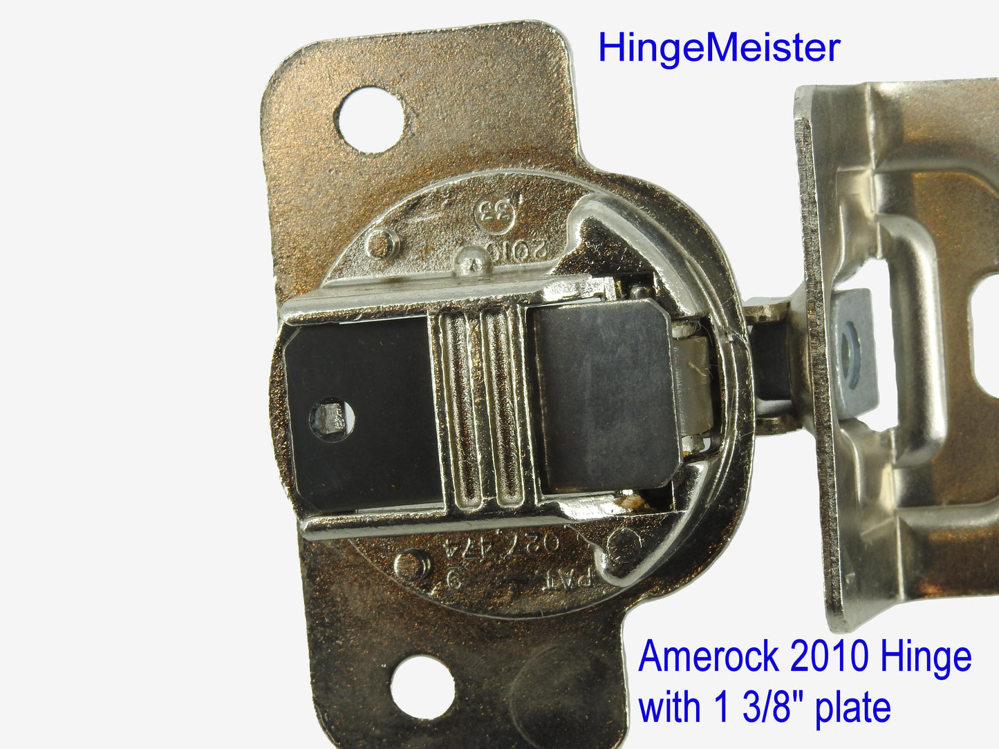 Amerock 2010 Hinge  Nickel Finish with 1 3/8" single screw Base Plate - 45mm Drilling