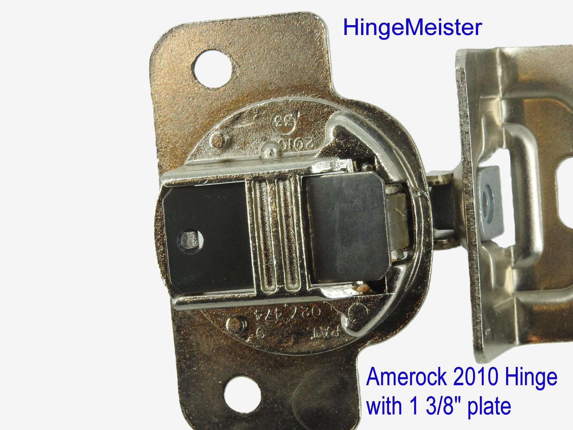 Amerock 2010 Hinge  Nickel Finish with 1 3/8" single screw Base Plate - 45mm Drilling