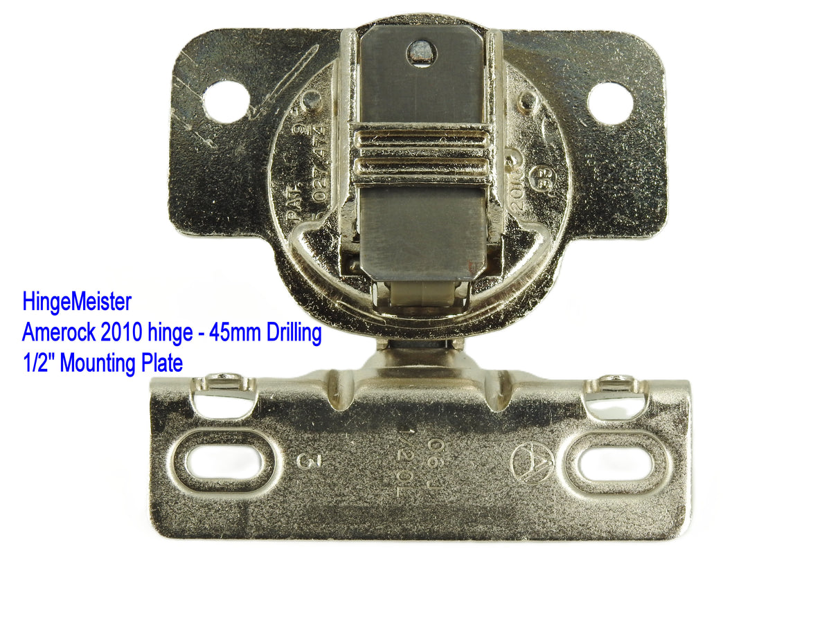 Amerock 2010 Hinge with 1/2" Base Plate NEW - Nickel Finish - 45mm Drilling