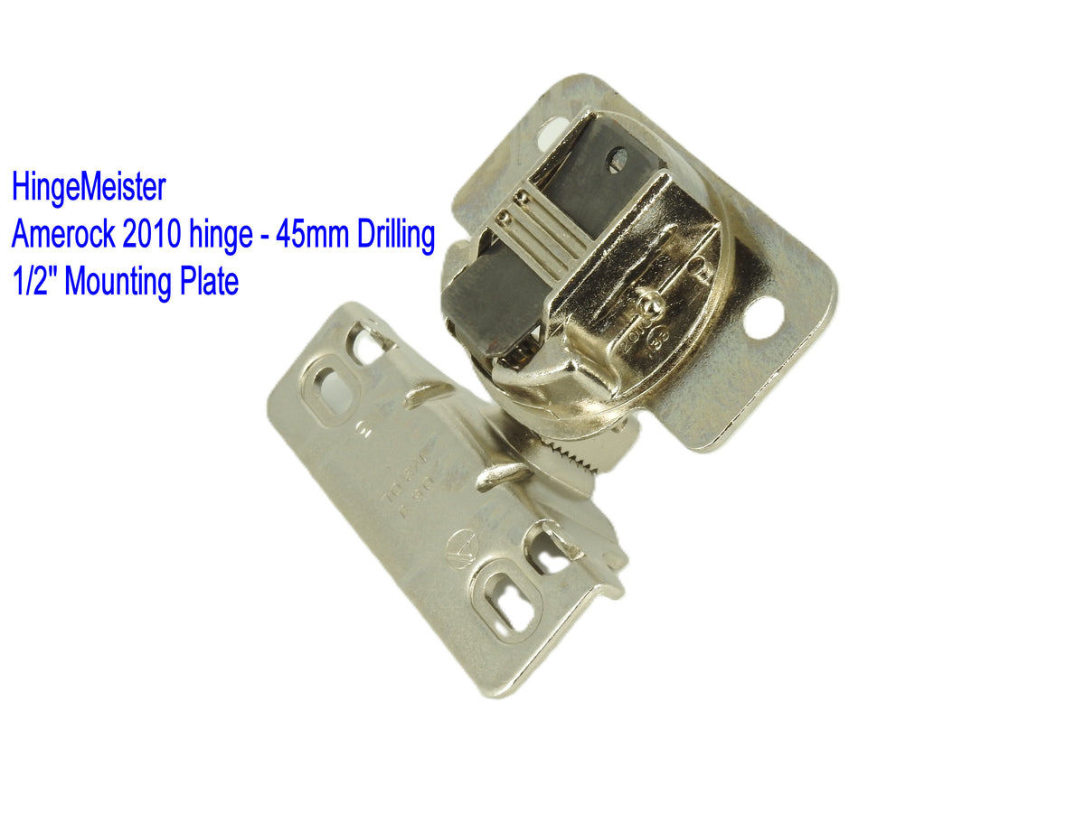 Amerock 2010 Hinge with 1/2" Base Plate NEW - Nickel Finish - 45mm Drilling