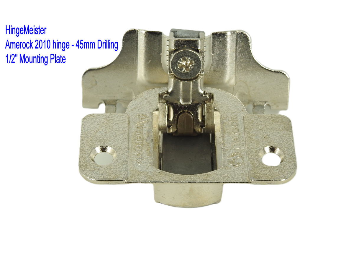 Amerock 2010 Hinge with 1/2" Base Plate NEW - Nickel Finish - 45mm Drilling