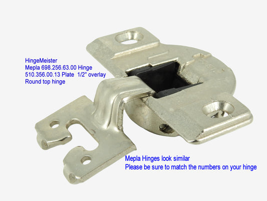 Mepla 698.256.53.00 - 1/2" Overlay - 510.356.00.13 "C" plate - Round top hinge
