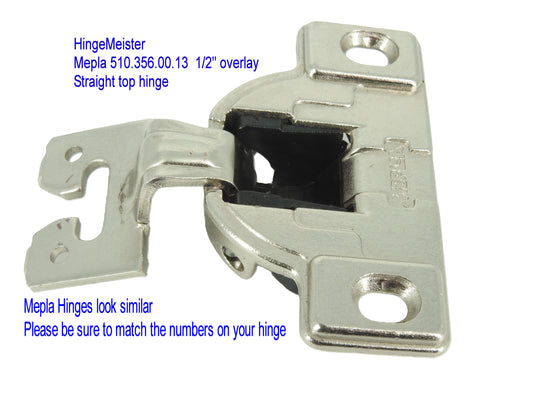 Mepla 698.256.50.00 - 1/2" Overlay - 510.356.00.13  "C" plate - Straight top hinge NEW