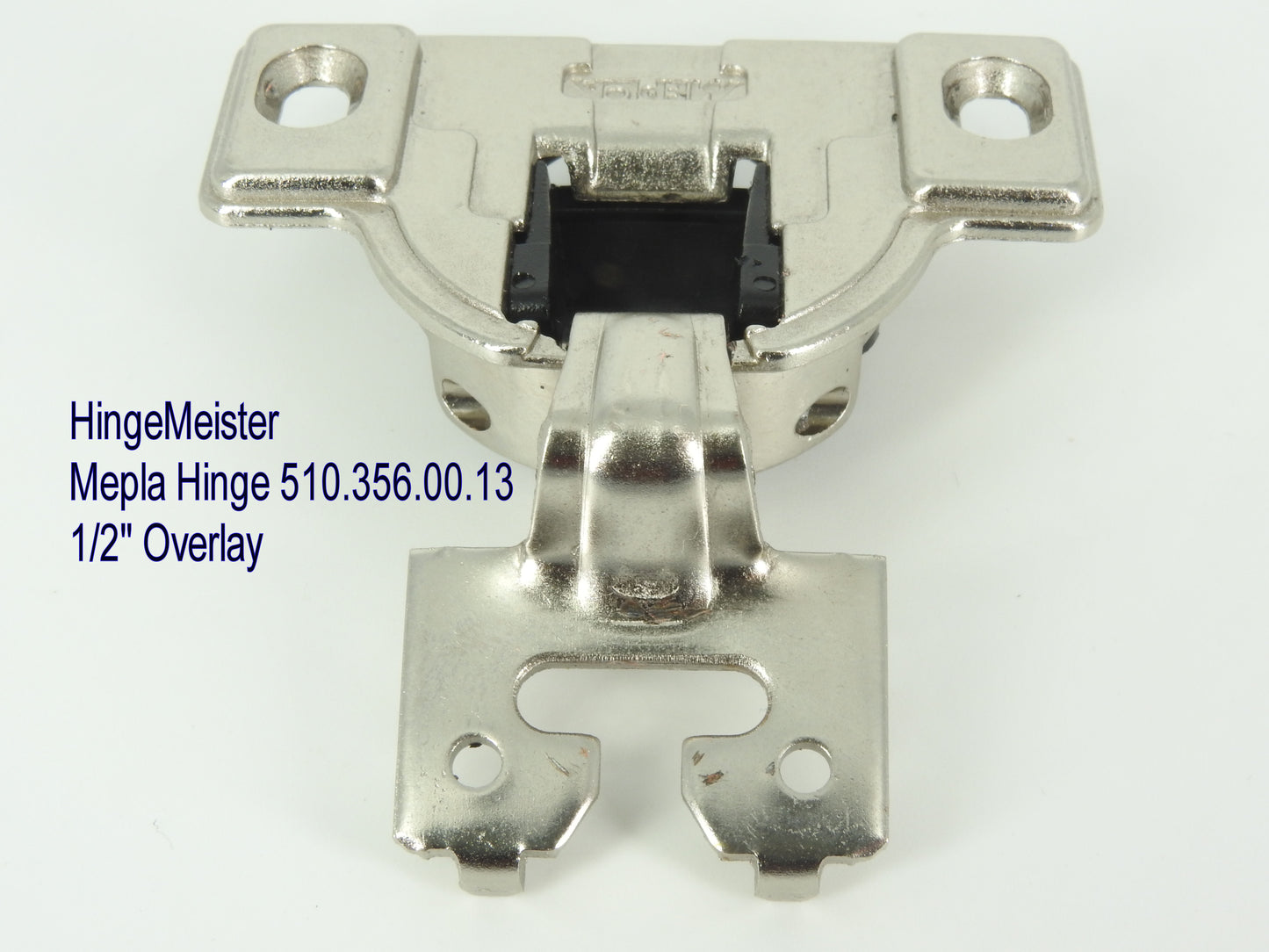 Mepla Hinge ACC 162 - 1/2" Overlay - 510.356.00.13 plate - Straight top hinge