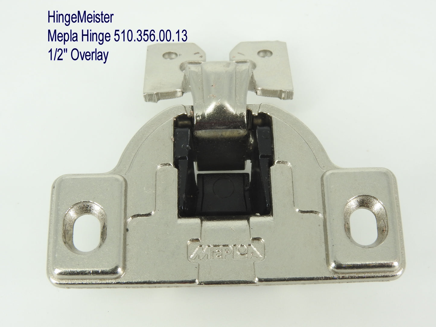 Mepla Hinge ACC 162 - 1/2" Overlay - 510.356.00.13 plate - Straight top hinge