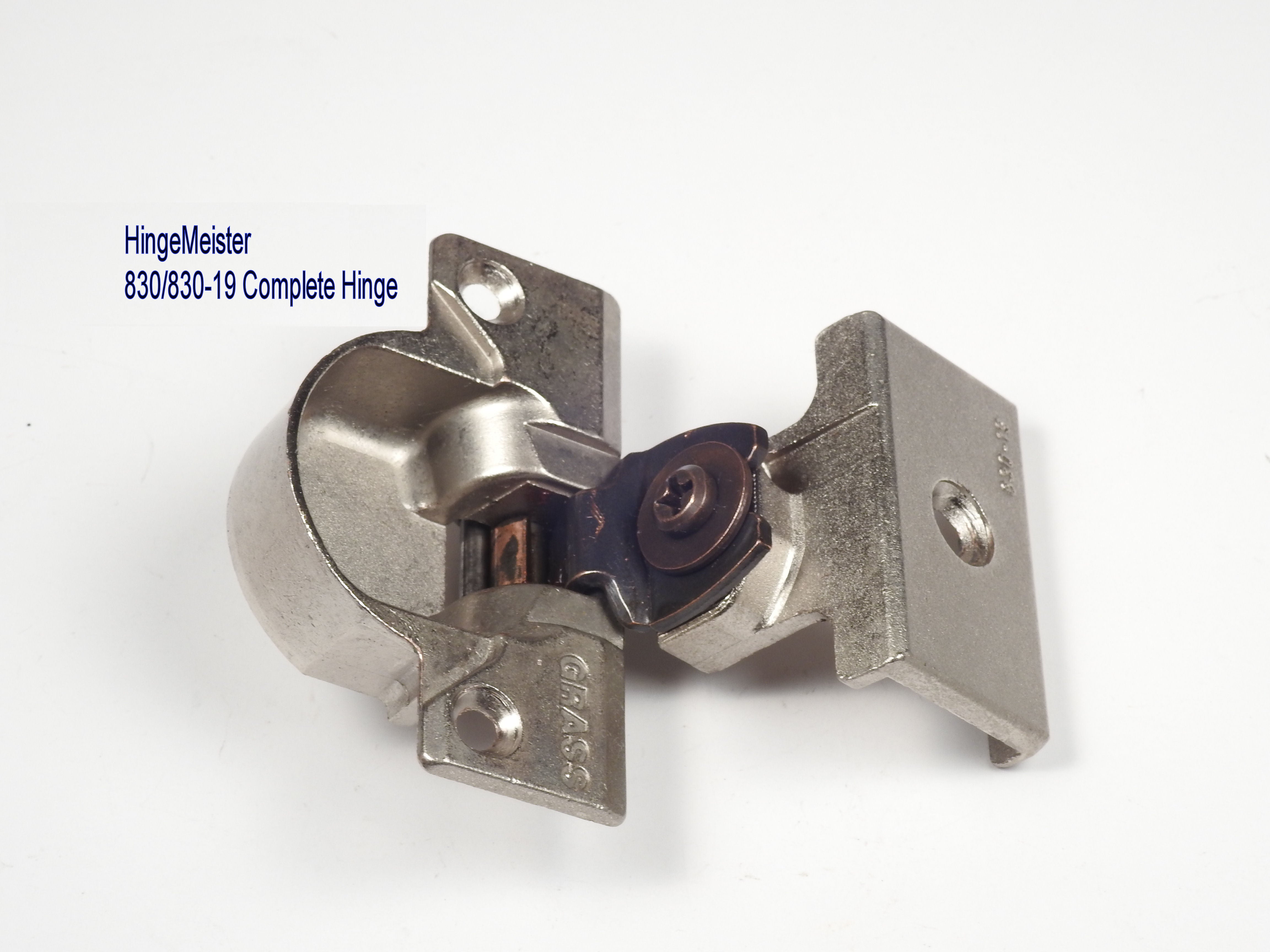Complete Hinge - Grass 830 Hinge and 830-19 mounting plate Nickel