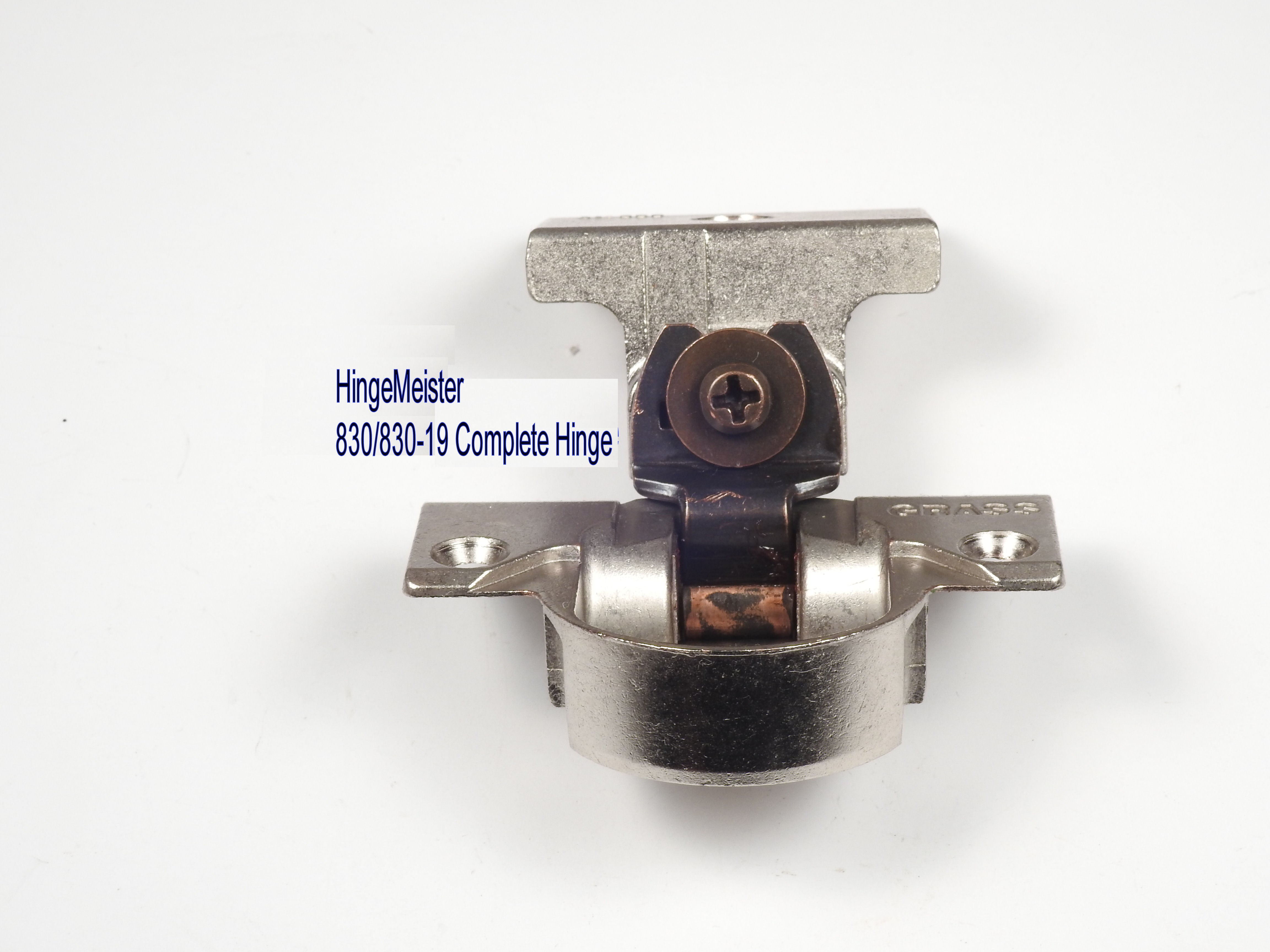 Complete Hinge - Grass 830 Hinge and 830-19 mounting plate Nickel