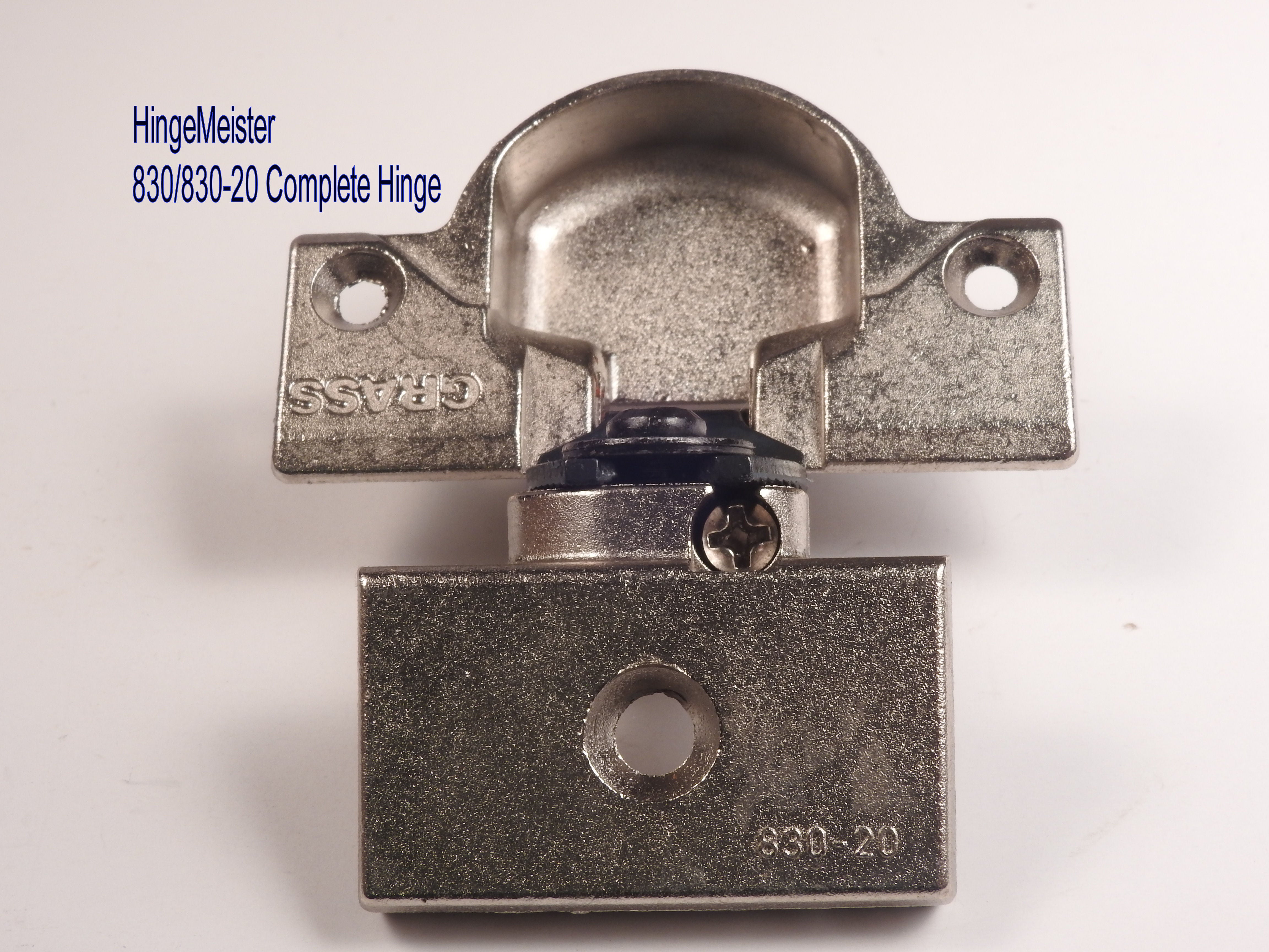 Complete Hinge - Grass 830 Hinge and 830-20 mounting plate Nickel