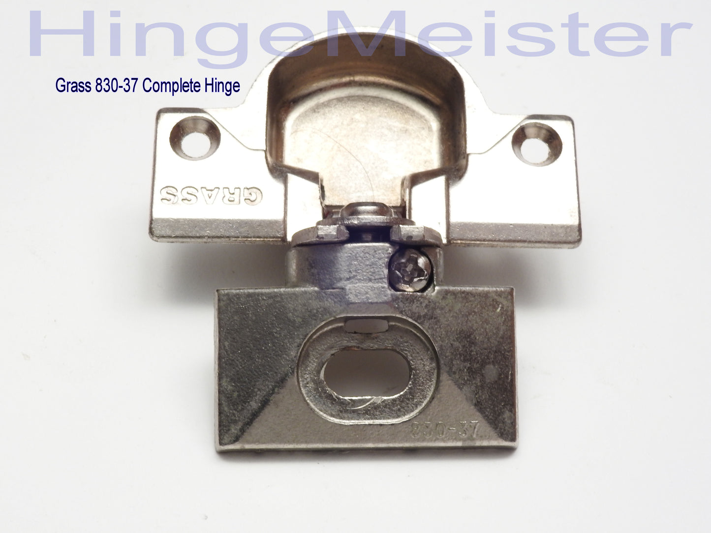 Grass 830-37 Nickel Hinge and mounting plate - Complete Hinge - Refurbished