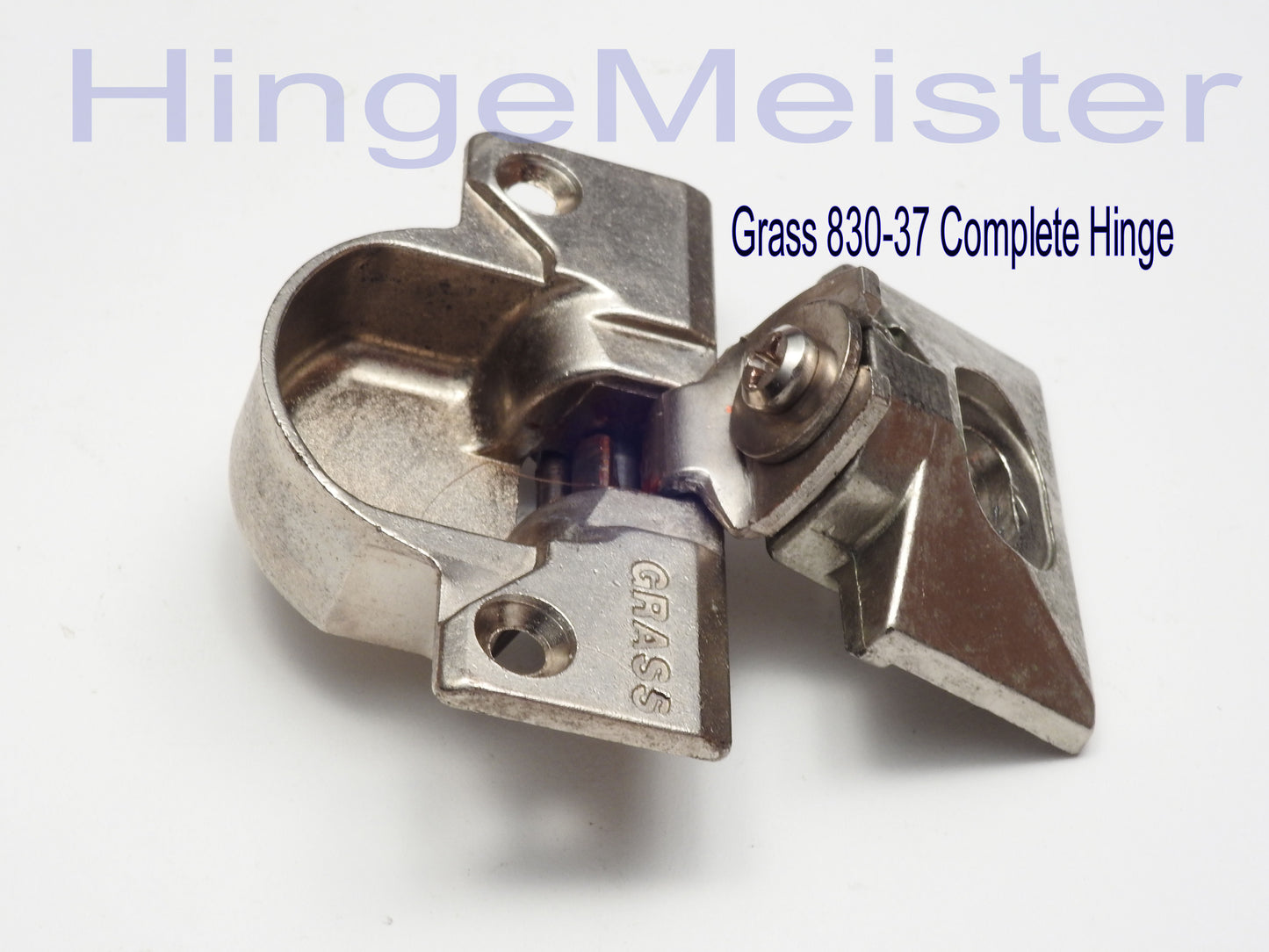 Grass 830-37 Nickel Hinge and mounting plate - Complete Hinge - Refurbished