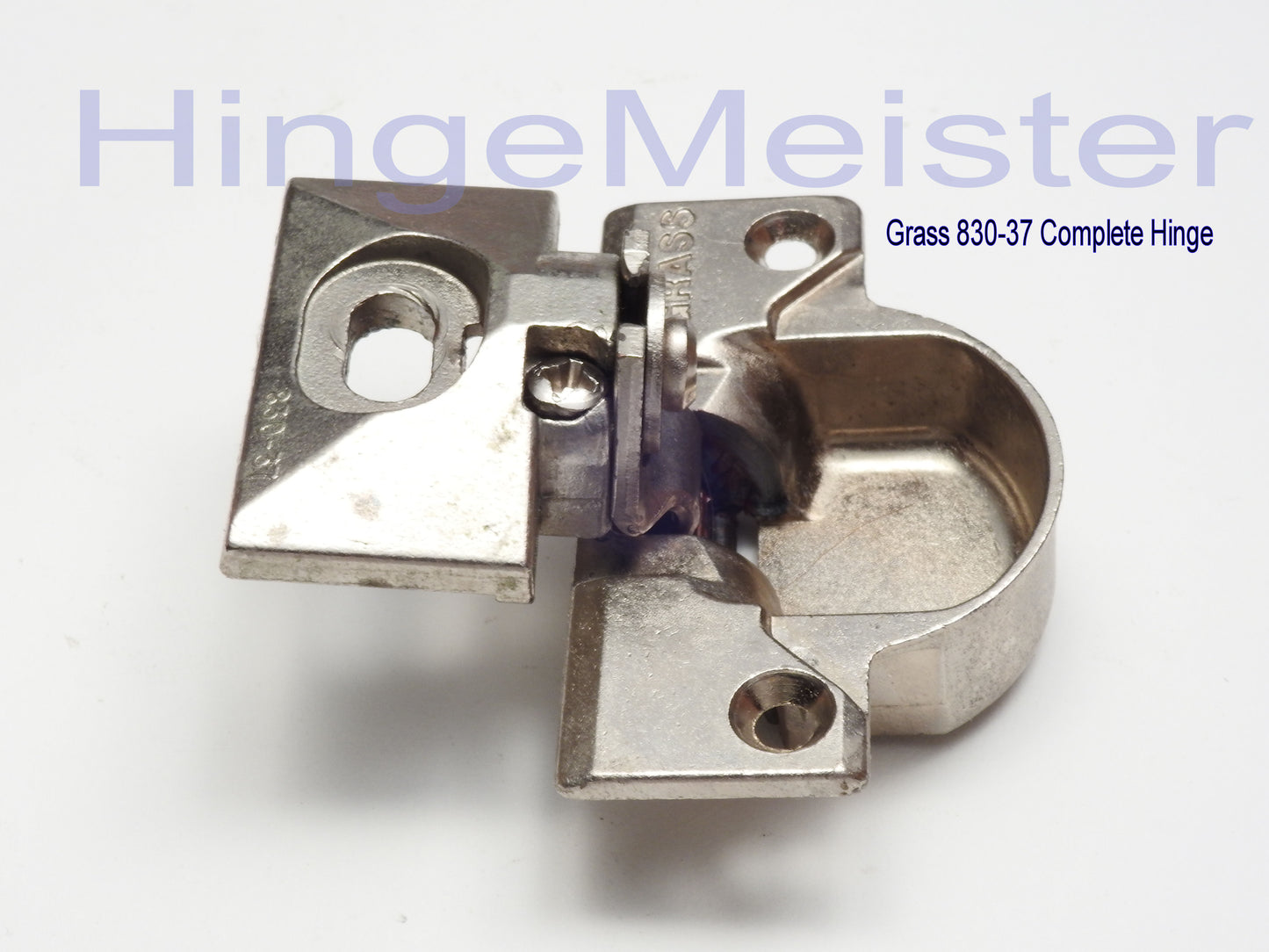 Grass 830-37 Nickel Hinge and mounting plate - Complete Hinge - Refurbished