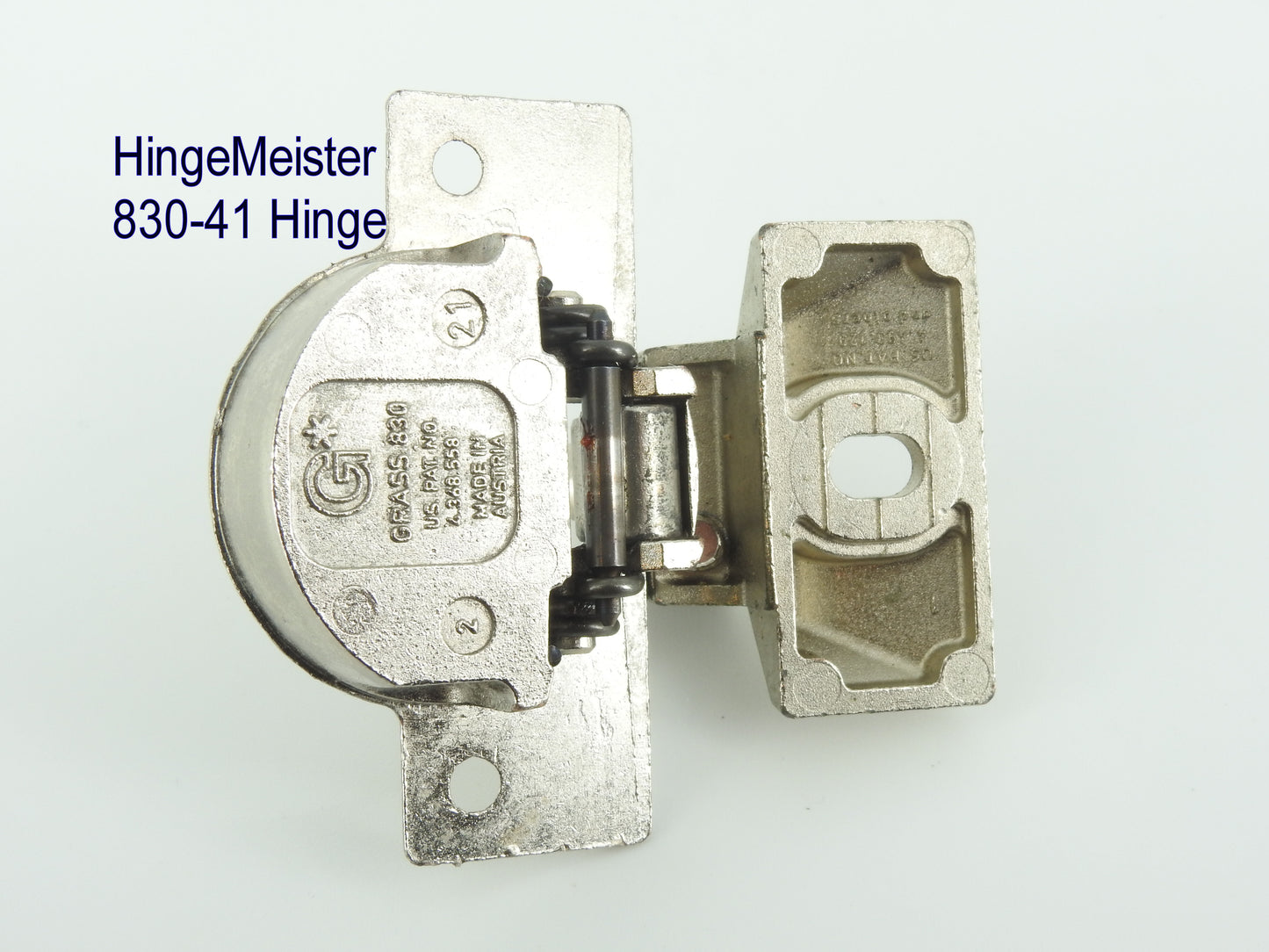 Grass 830-41 Nickel Hinge and mounting plate - Complete Hinge - Refurbished