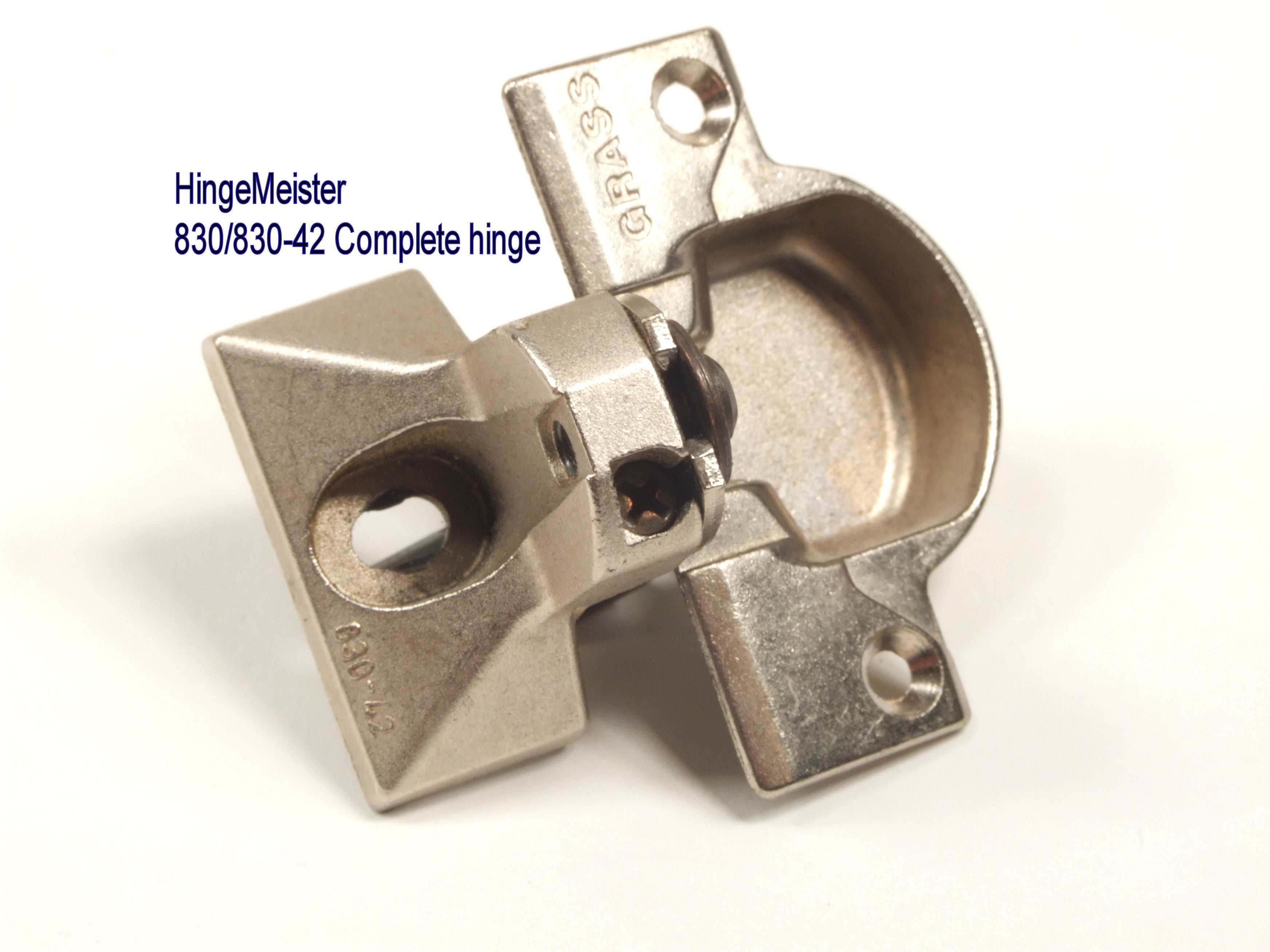 Complete Hinge - Grass 830 Nickel Hinge and 830-42 mounting plate
