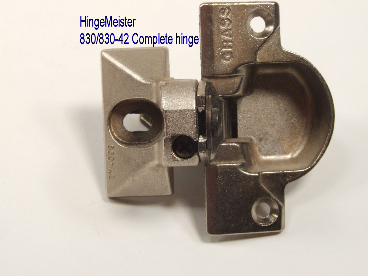 Grass 830-42 Nickel Hinge and mounting plate - Complete Hinge - Refurbished