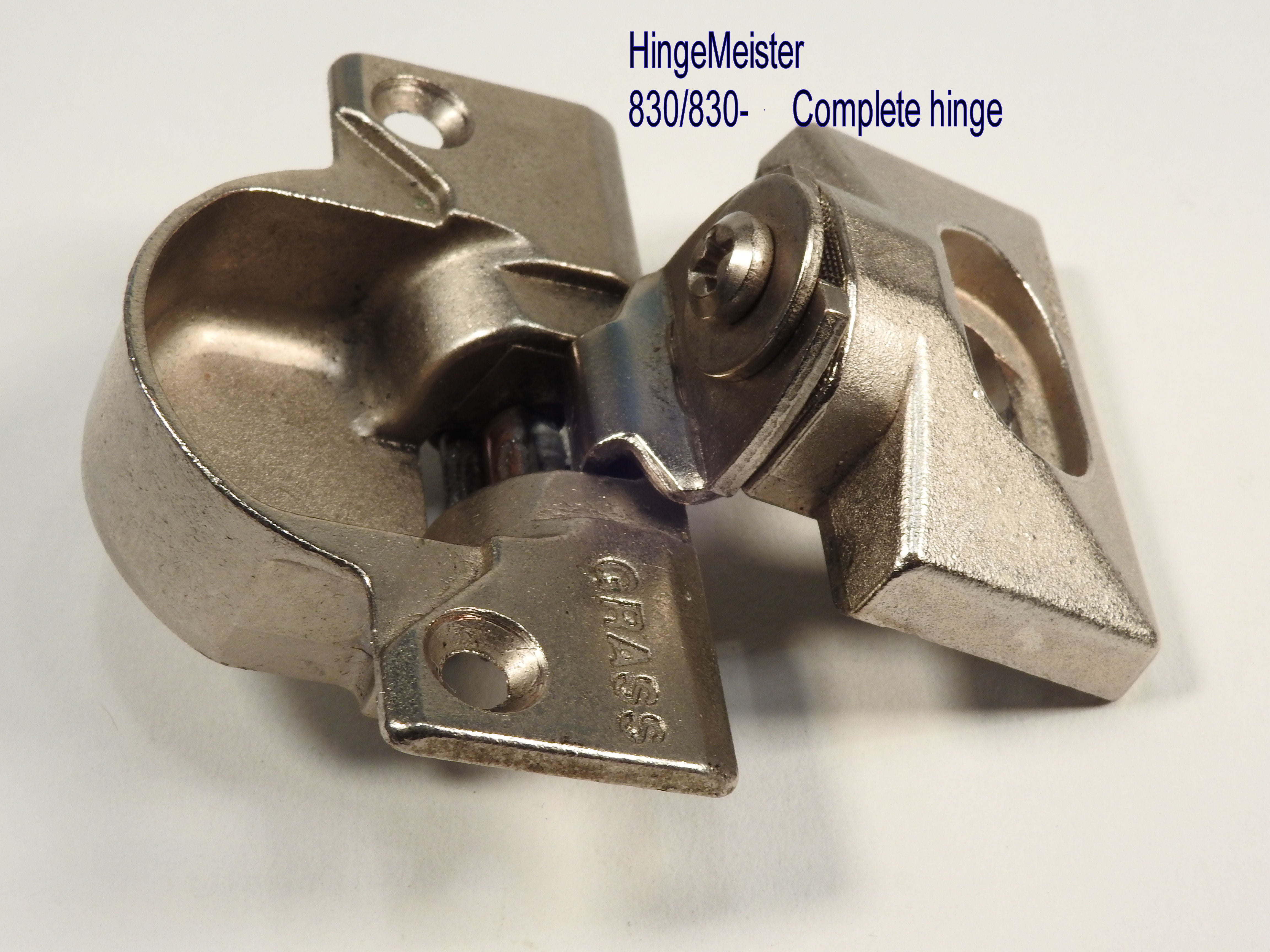 Complete Hinge - Grass 830 Nickel Hinge and 830-53 mounting plate