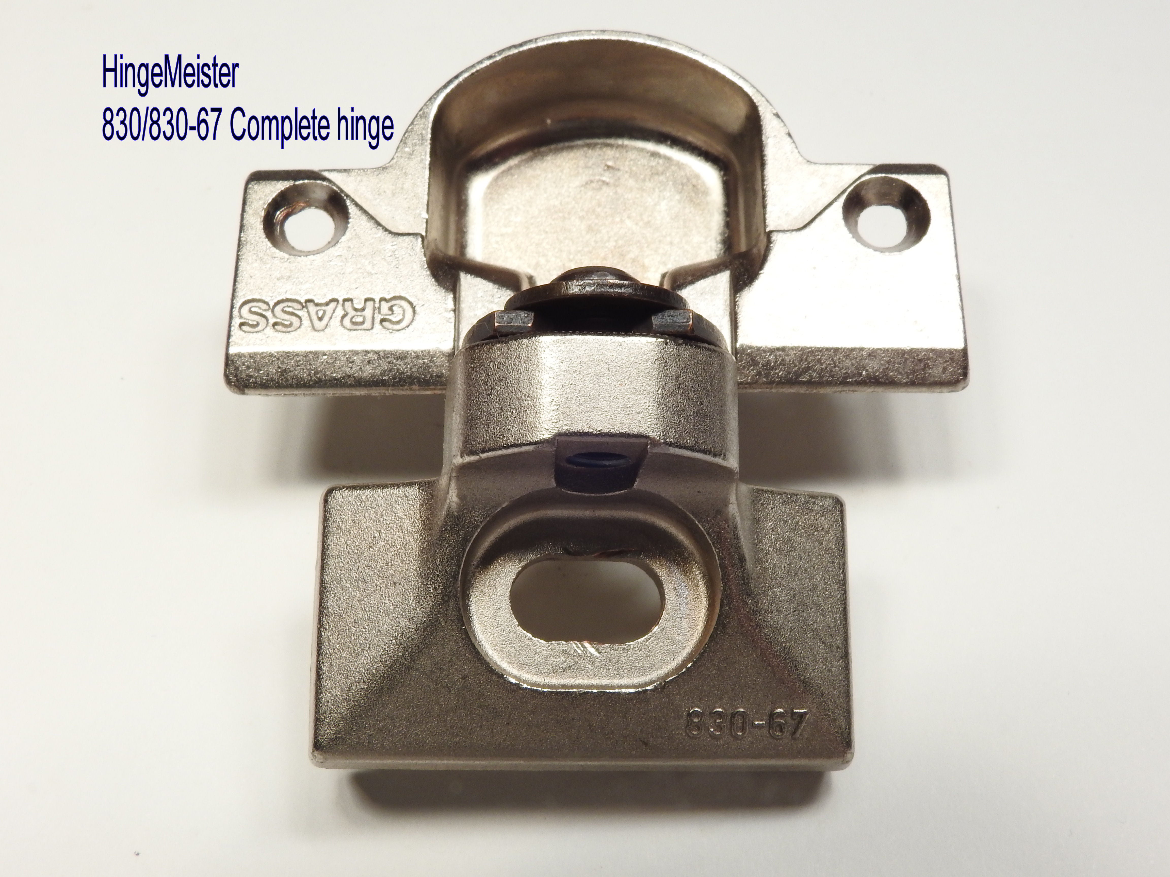 Complete Hinge - Grass 830 Nickel Hinge and 830-67 mounting plate