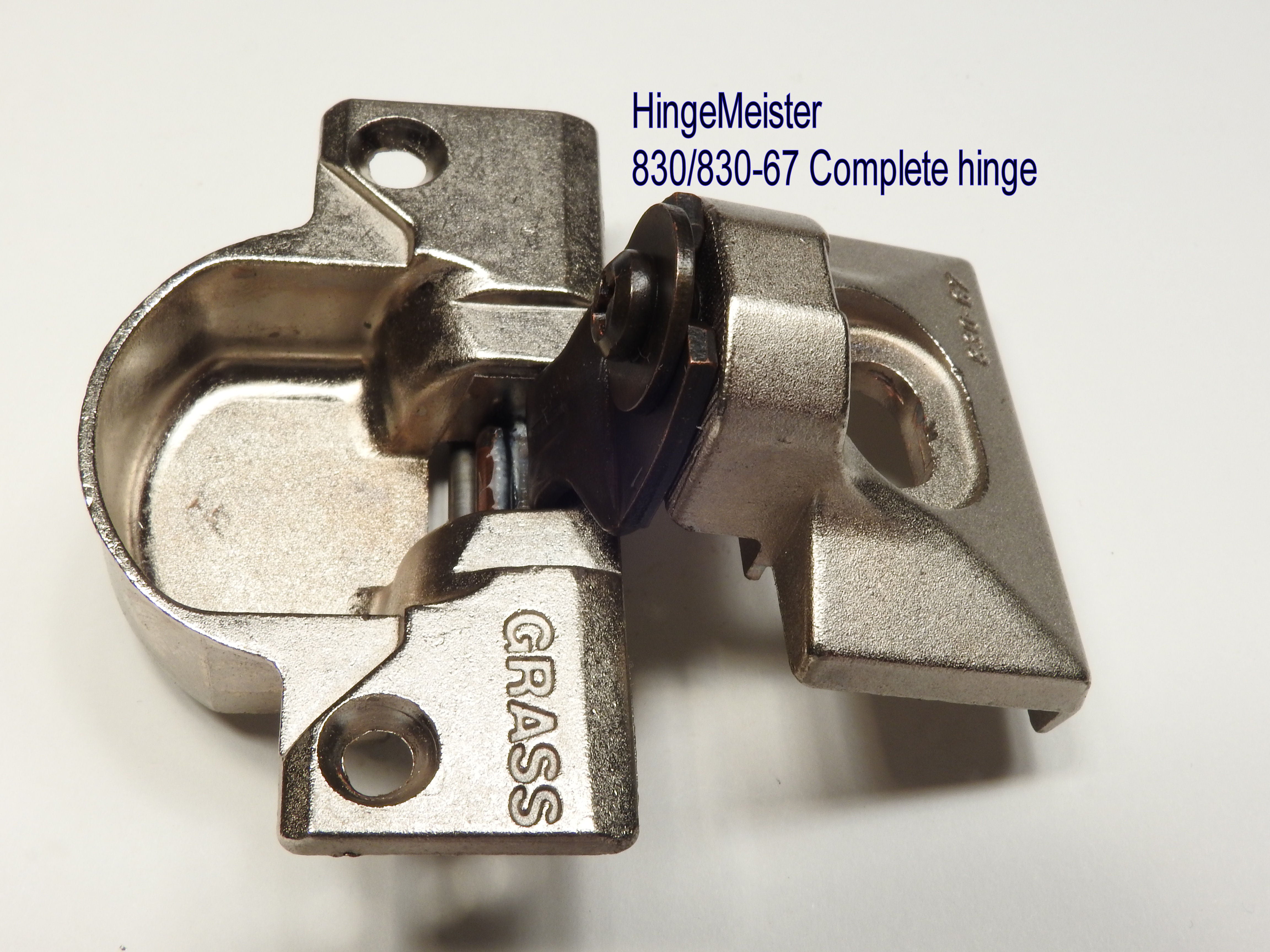 Complete Hinge - Grass 830 Nickel Hinge and 830-67 mounting plate