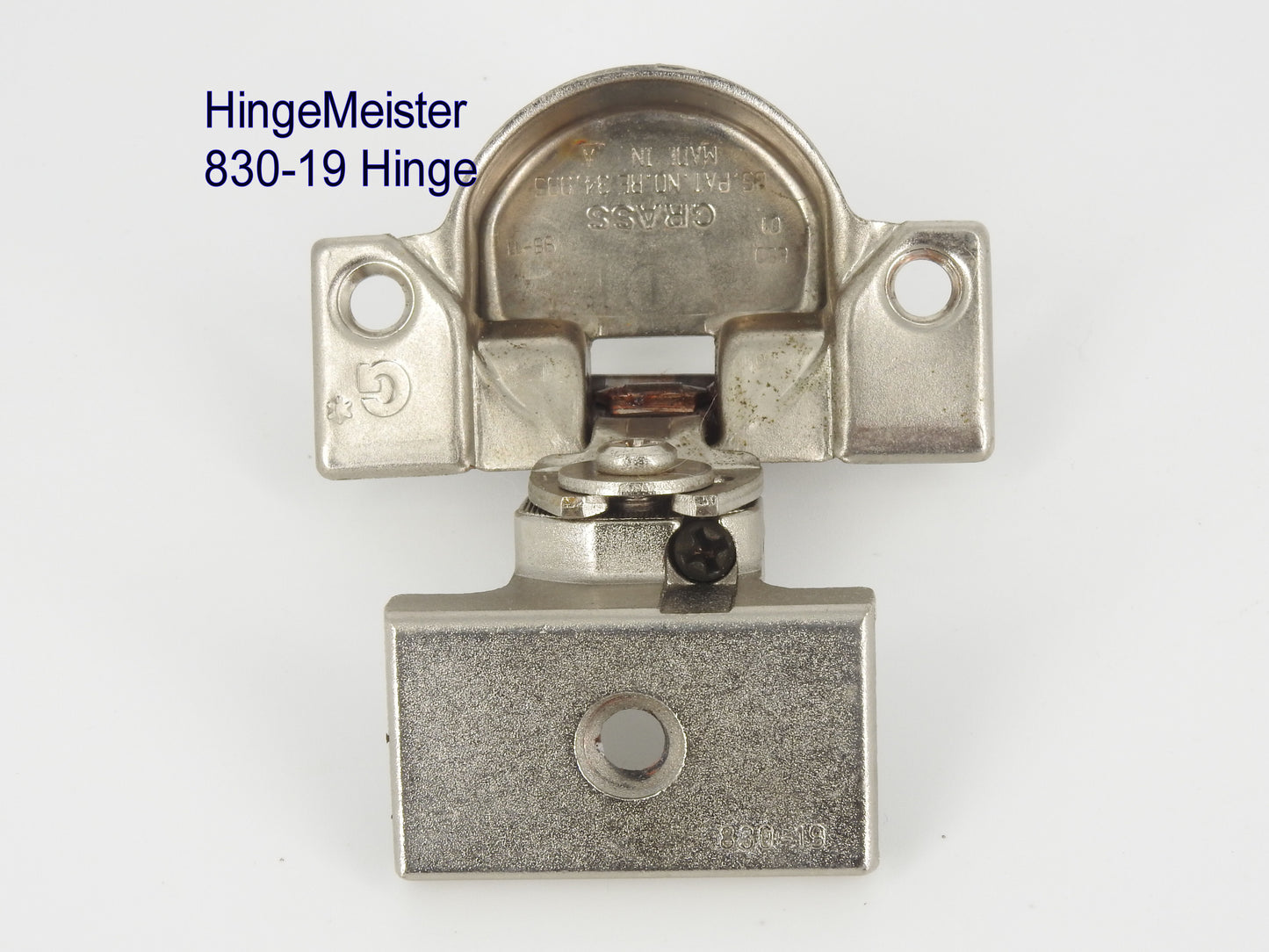 Grass 850 Hinge Cup with the 830-19 Nickel Mounting plate - Complete Hinge