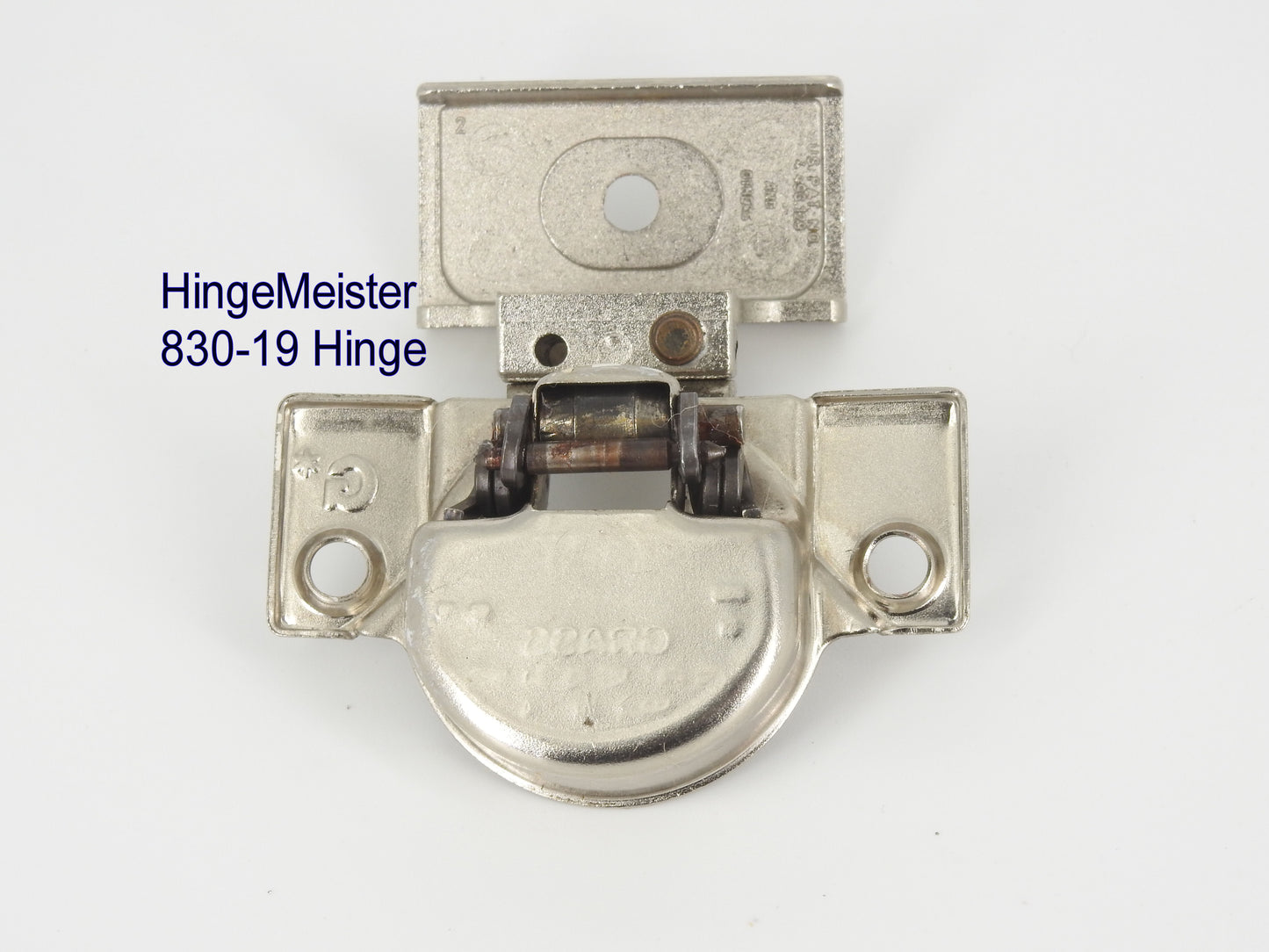 Grass 850 Hinge Cup with the 830-19 Nickel Mounting plate - Complete Hinge