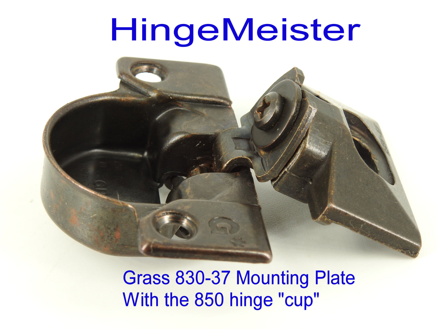 Grass 850 Hinge Cup with the 830-37 Bronze mounting plate - Complete Hinge - Refurbished