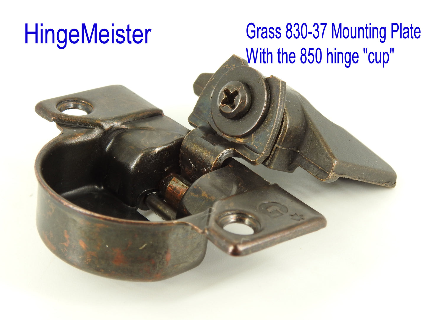 Grass 850 Hinge Cup with the 830-37 Bronze mounting plate - Complete Hinge - Refurbished