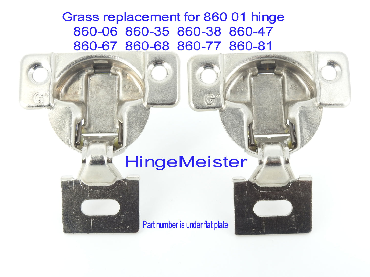 Grass 860 flat plate Replacement hinge - NEW - Sold in Pairs 860- 05 06 22 34 35 38 46 47 67 68 77 81 82