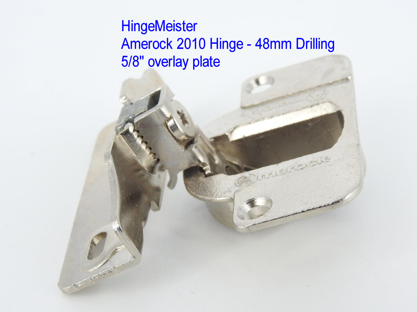 HingeMeister.com  Amerock 2010 Hinge - 48mm Drilling pattern - 48mm boring pattern with 5/8 inch overlay mounting plate