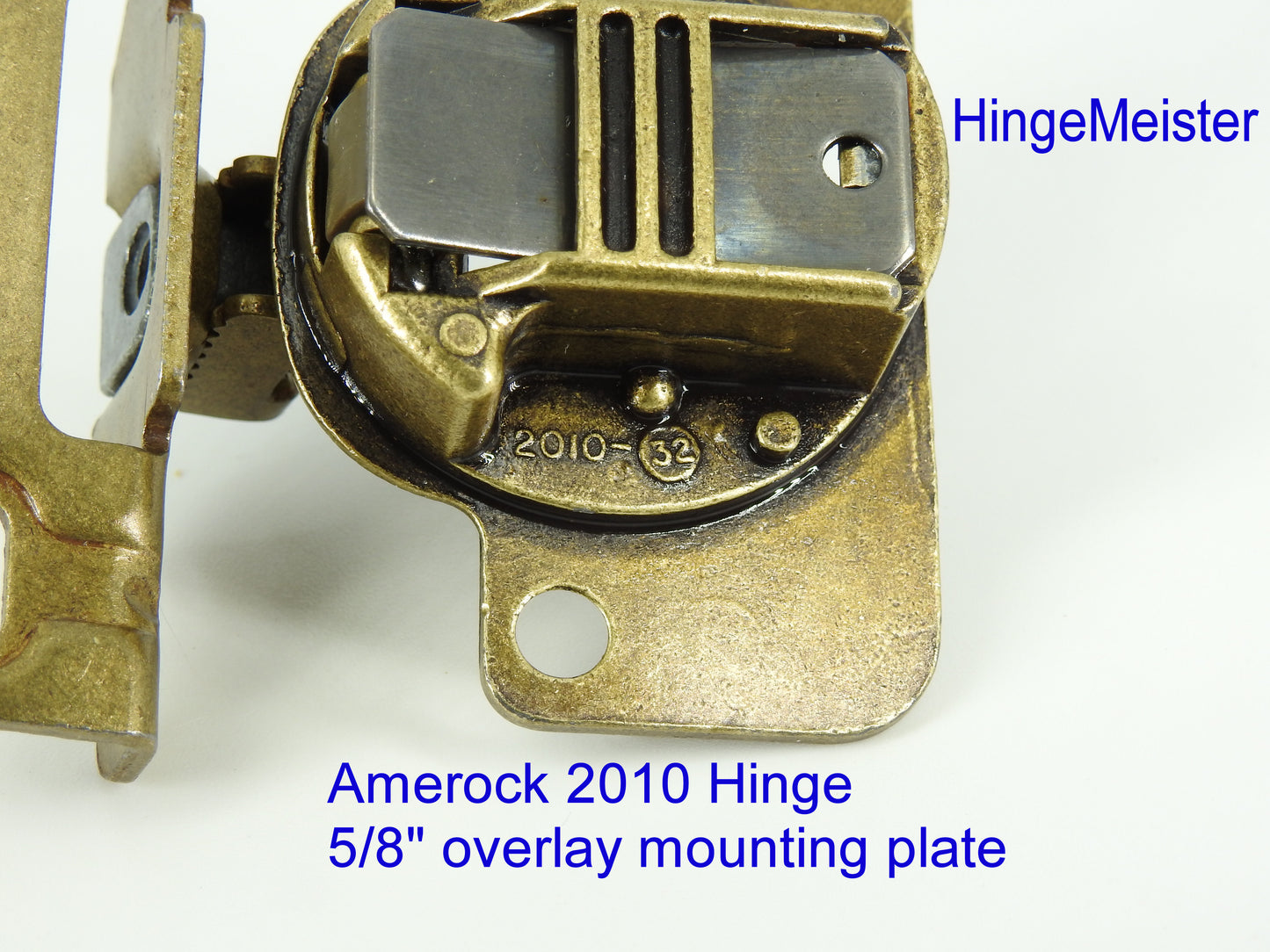 Amerock 2010 Hinge with 5/8" Base Plate - Burnish Brass Finish - 48mm Drilling