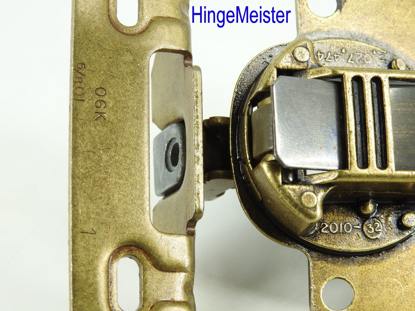 Amerock 2010 Hinge with 5/8" Base Plate - Burnish Brass Finish - 48mm Drilling