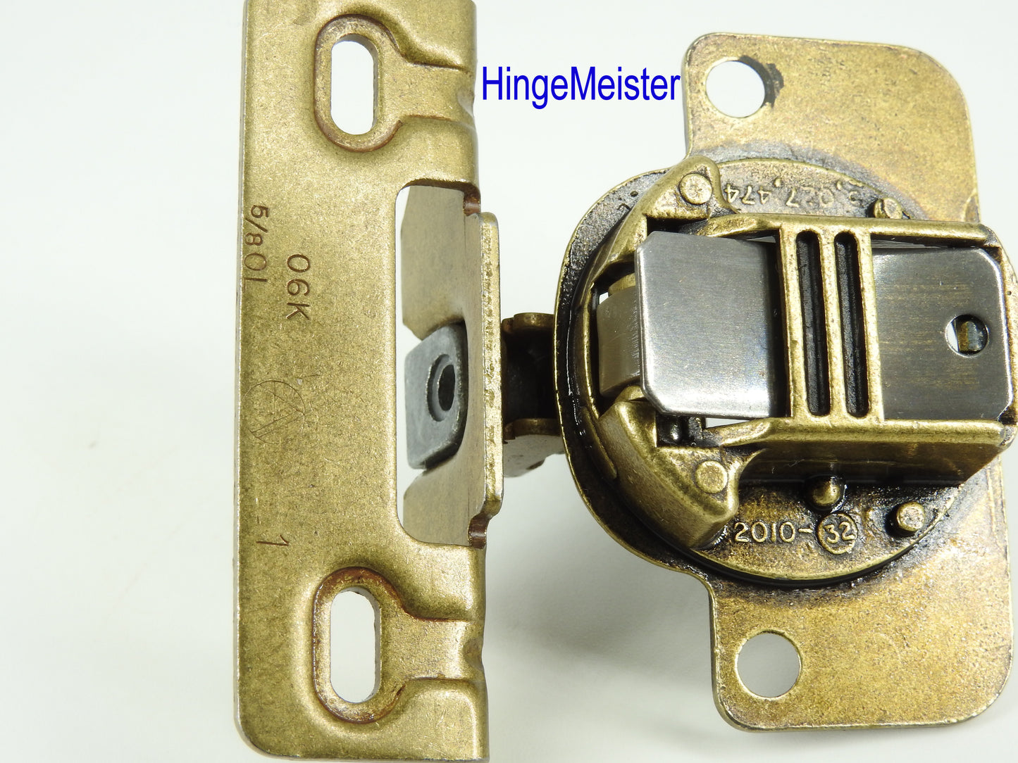 Amerock 2010 Hinge with 5/8" Base Plate - Burnish Brass Finish - 48mm Drilling