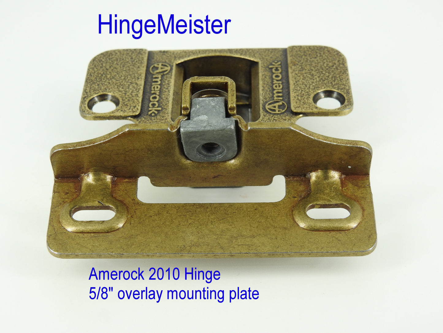 Amerock 2010 Hinge with 5/8" Base Plate - Burnish Brass Finish - 48mm Drilling
