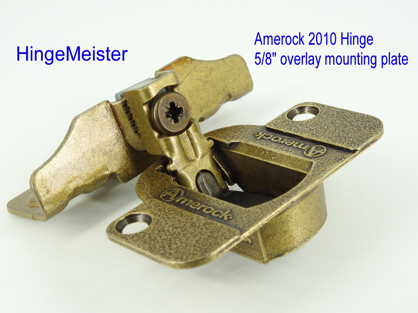 Amerock 2010 Hinge with 5/8" Base Plate - Burnish Brass Finish - 48mm Drilling