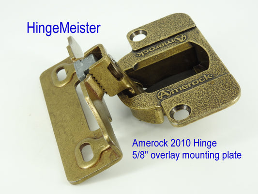 Amerock 2010 Hinge with 5/8" Base Plate - Burnish Brass Finish - 48mm Drilling