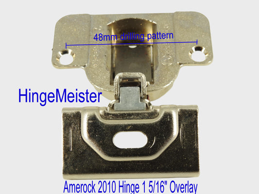 Amerock 2010 Hinge with 1 5/16" Base Plate - Nickel Finish - 48mm Drilling