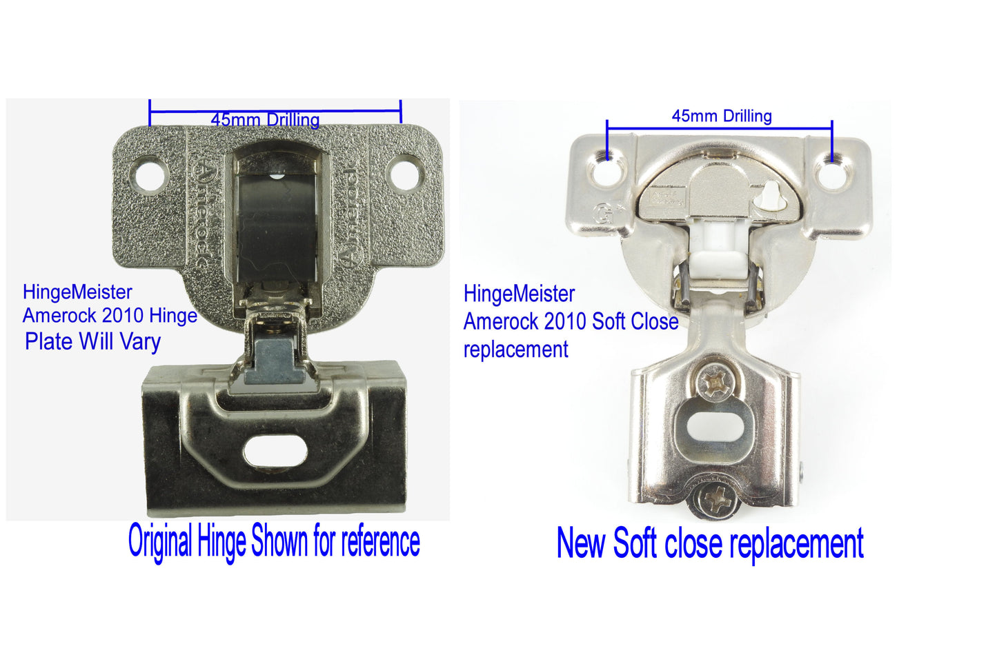 Amerock 2010 Soft Close 45mm drilling Replacement hinge - NEW - Sold in Pairs