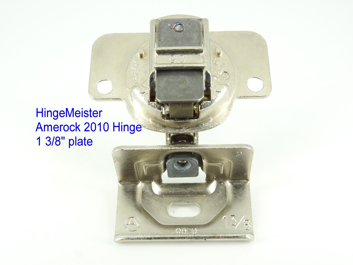 Amerock 2010 Hinge with 1 3/8" Base Plate - Nickel Finish - 48mm Drilling