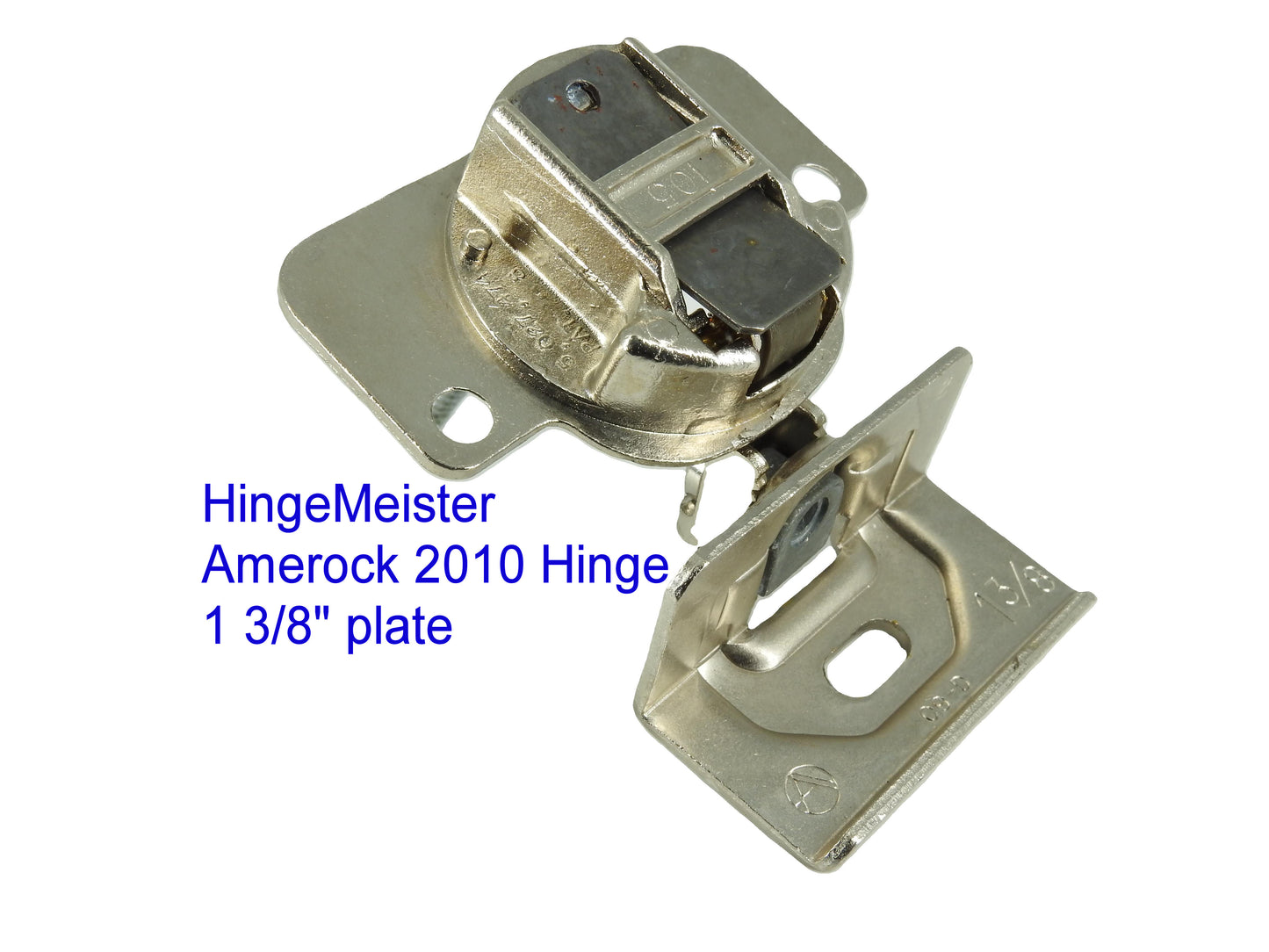 Amerock 2010 Hinge with 1 3/8" Base Plate - Nickel Finish - 48mm Drilling