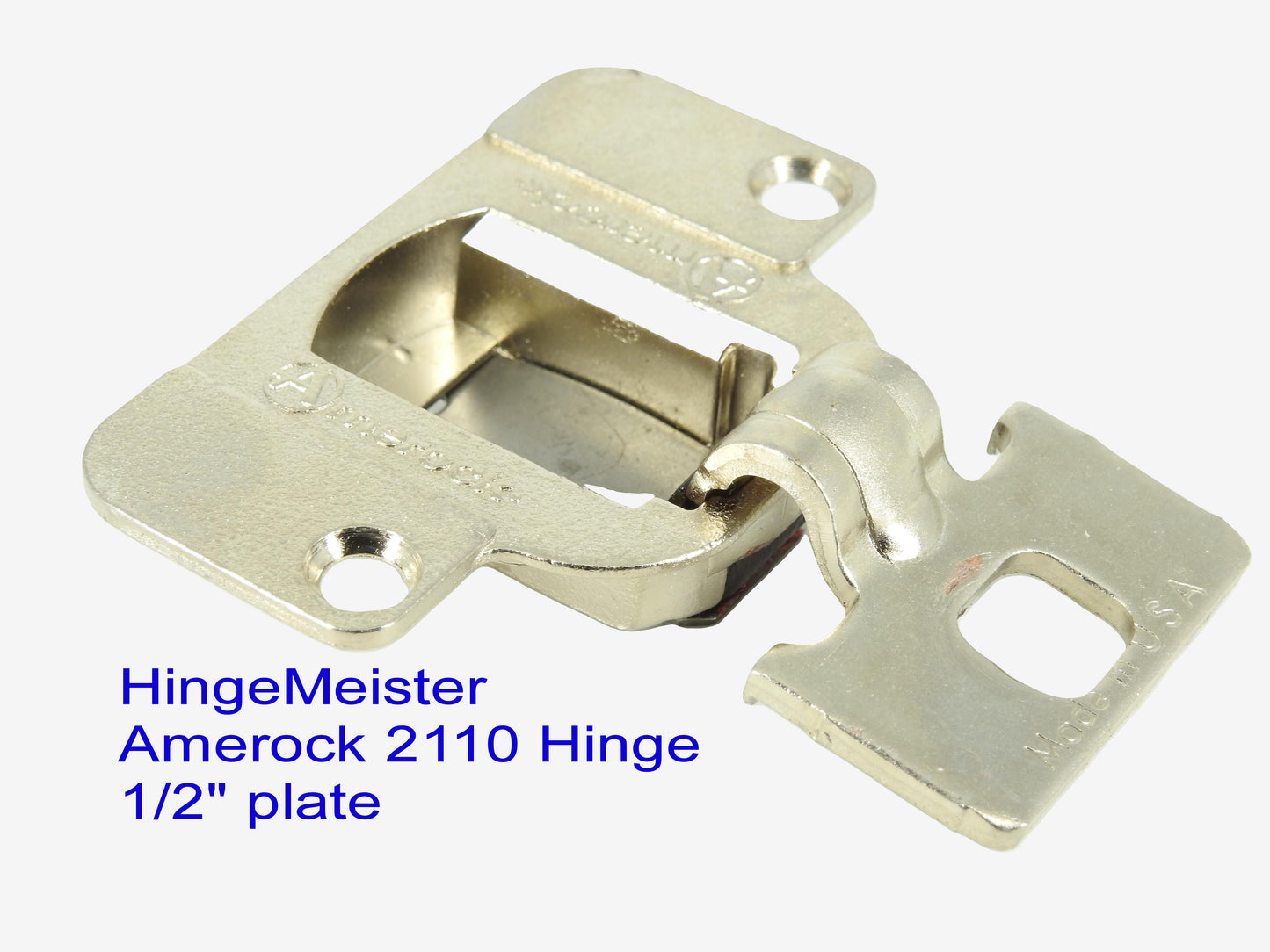 Amerock 2110 Hinge with 1/2" Base Plate - Nickel Finish - 48mm Drilling