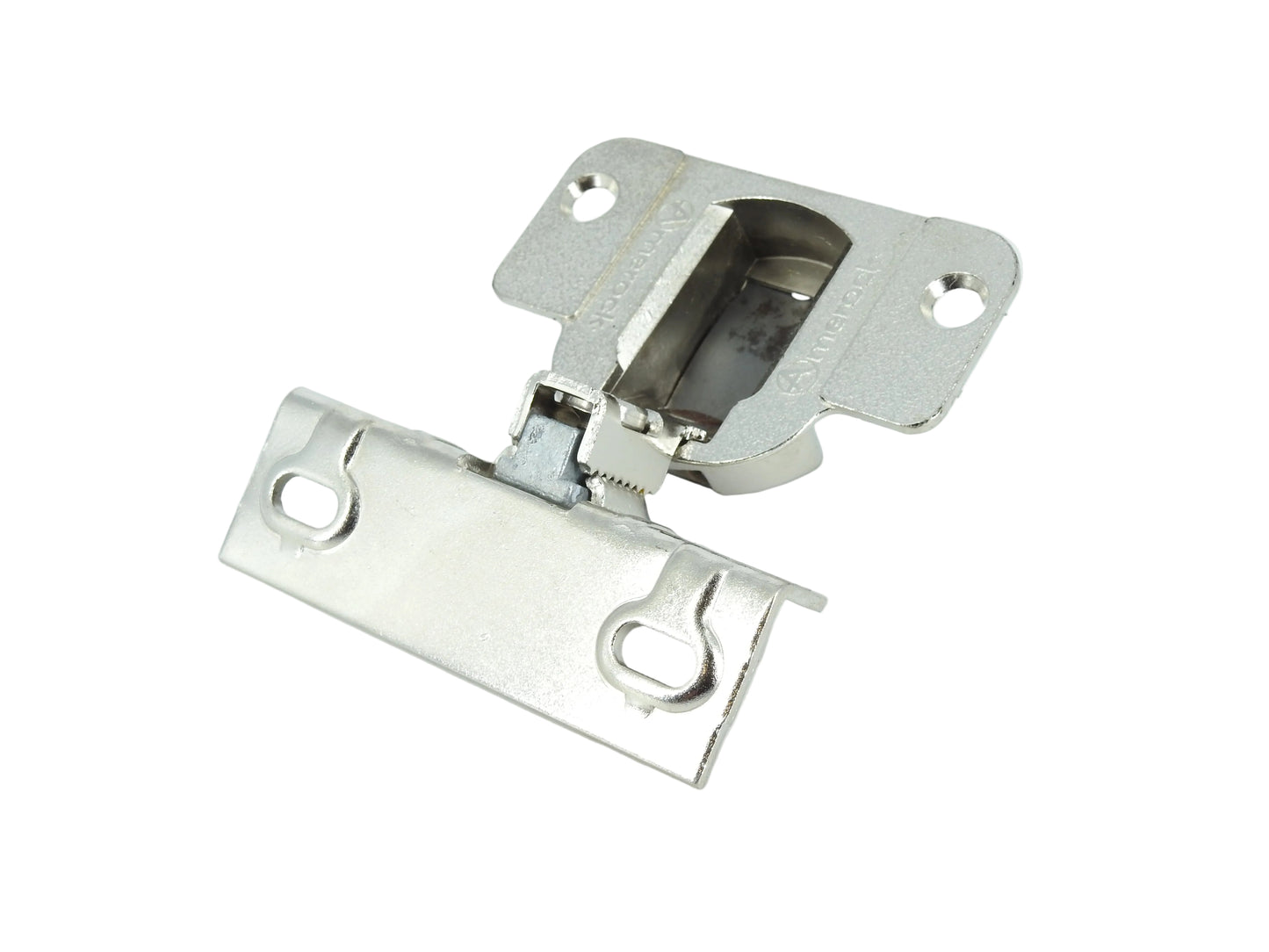 Amerock 2010 Hinge  Nickel Finish with 1 3/8" Base Plate - 45mm Drilling